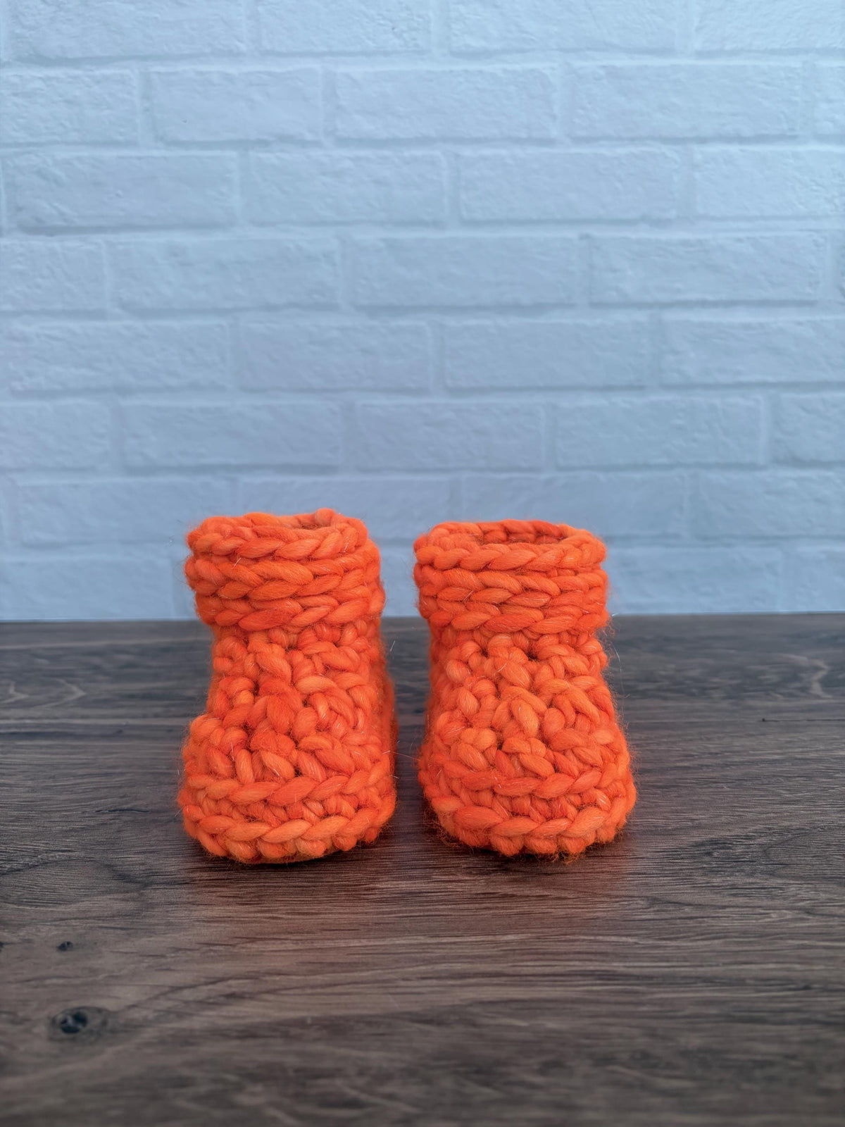 3-6 months - Luxury Sparkly Orange “Little Pumpkin” Merino Wool Crochet Baby Booties - Hand Crocheted Baby Booties with Hand Dyed Yarn