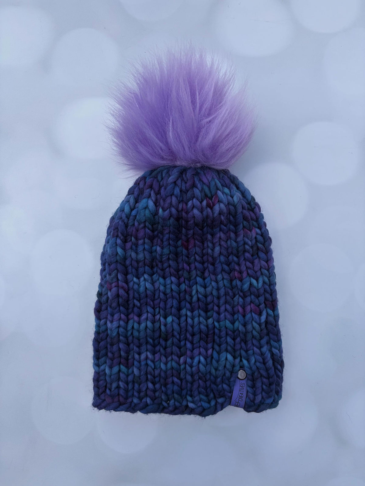 Luxury Dark Blue and Purple Merino Wool Ribbed Knit Hat - Classic Beanie Hand Knit Hat with Hand Dyed Yarn