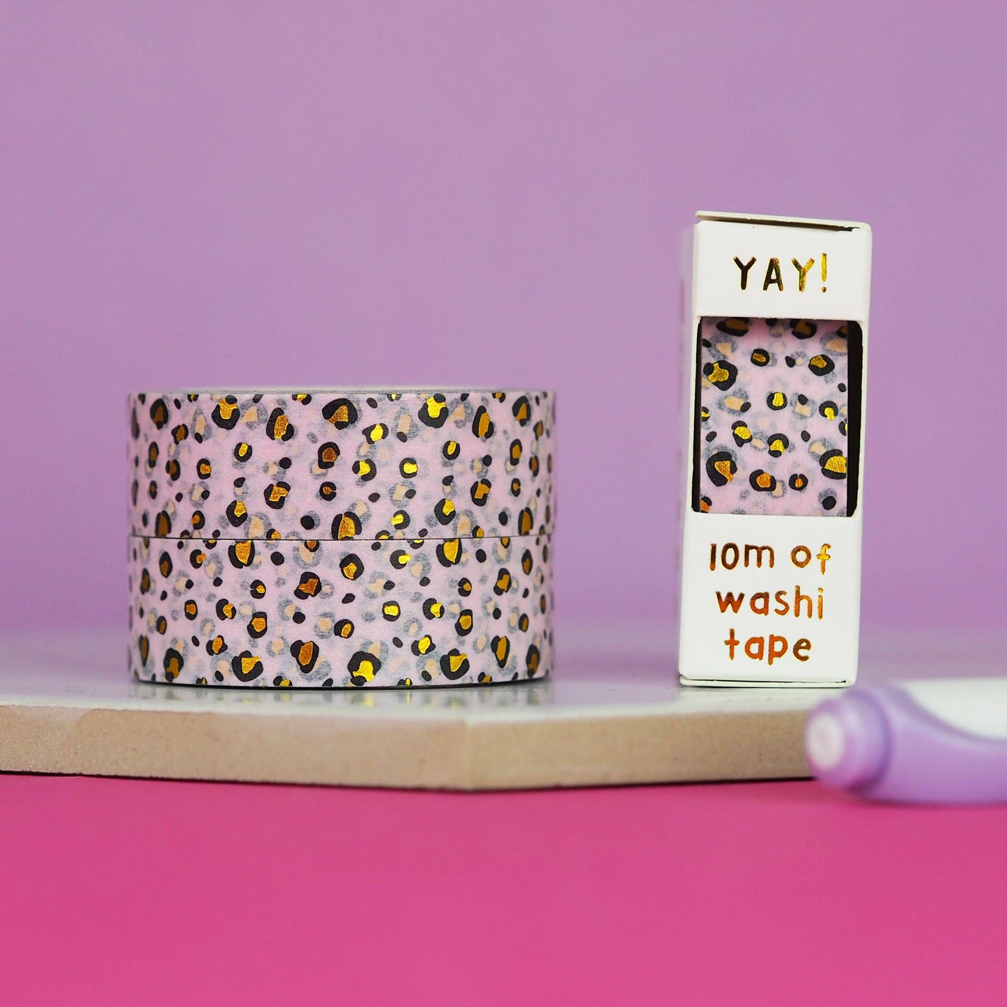 Pastel Leopard Gold Foil Print Washi