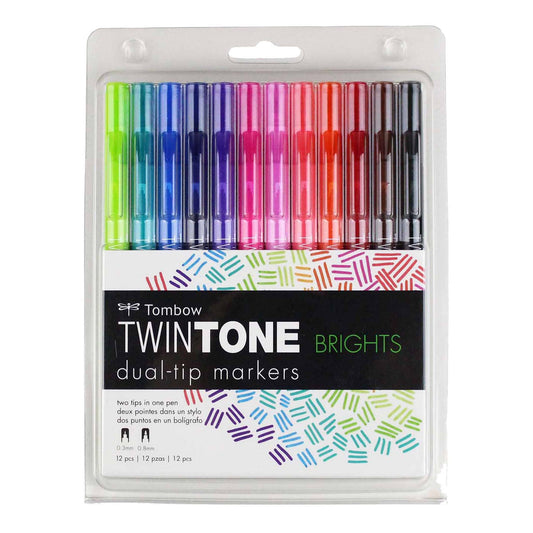 Tombow - TwinTone Marker Set: Bright - 12-Pack