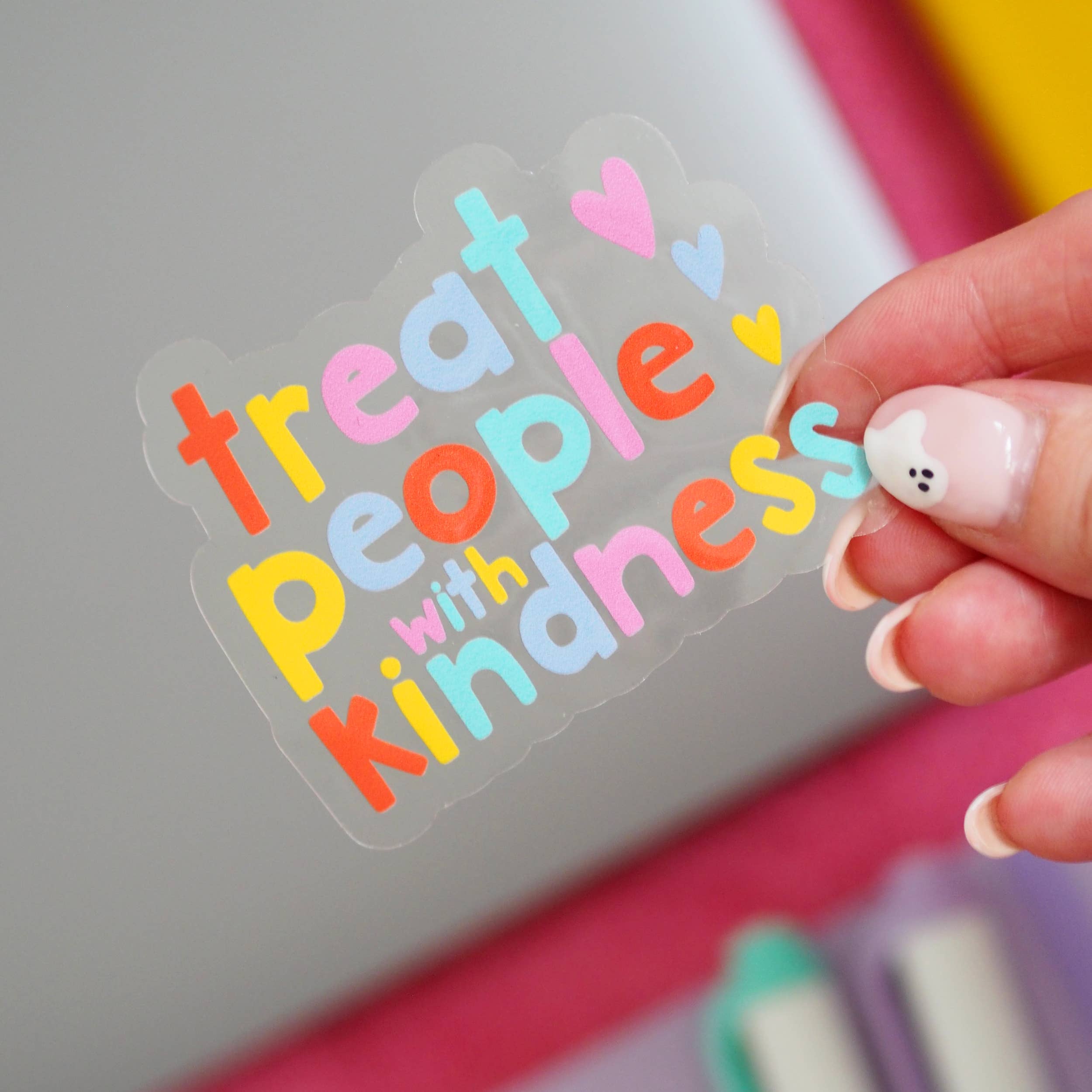 Treat People with Kindness Sticker - Pink – Golden Hour Press Co.