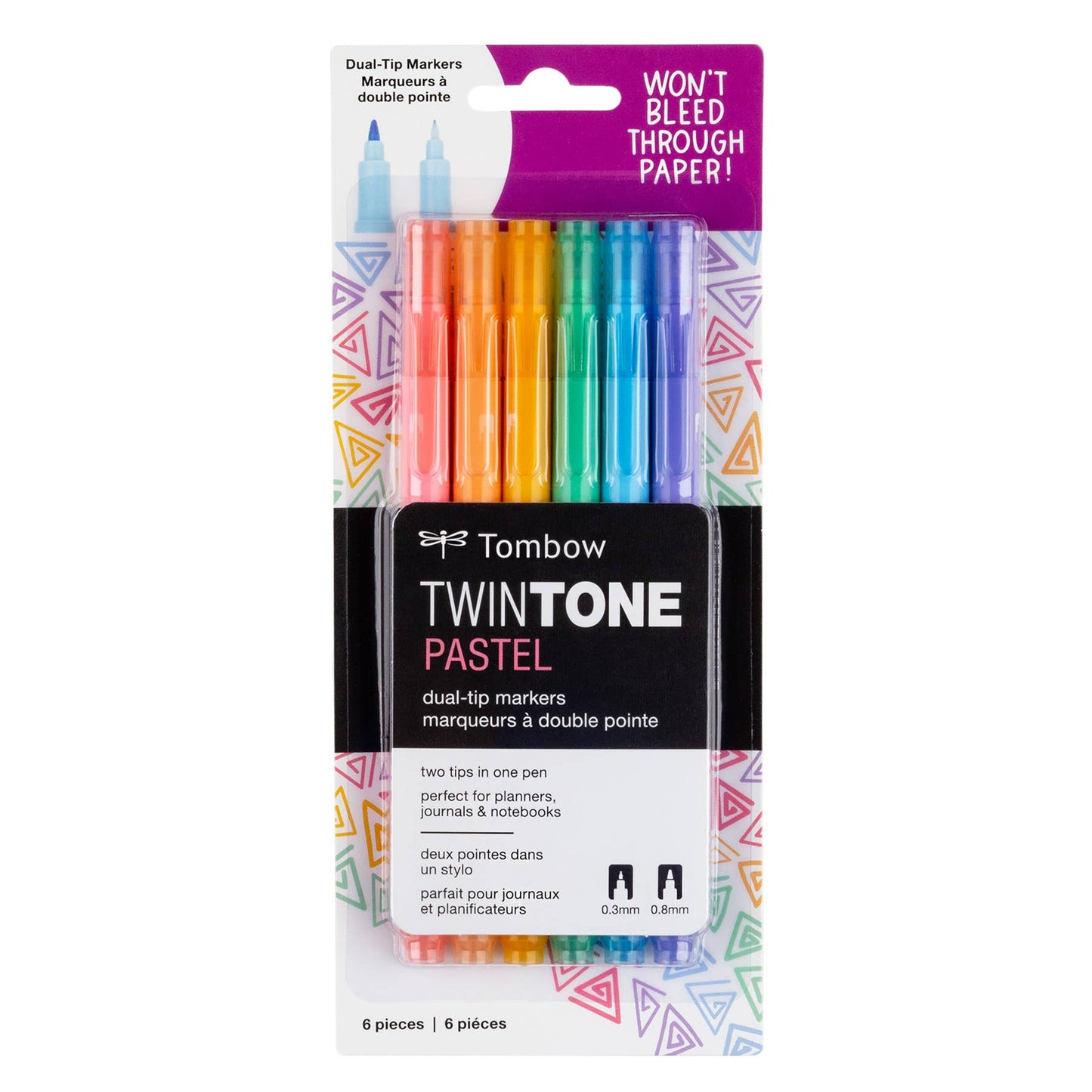 Tombow - TwinTone Marker Set, 6-Pack Pastel