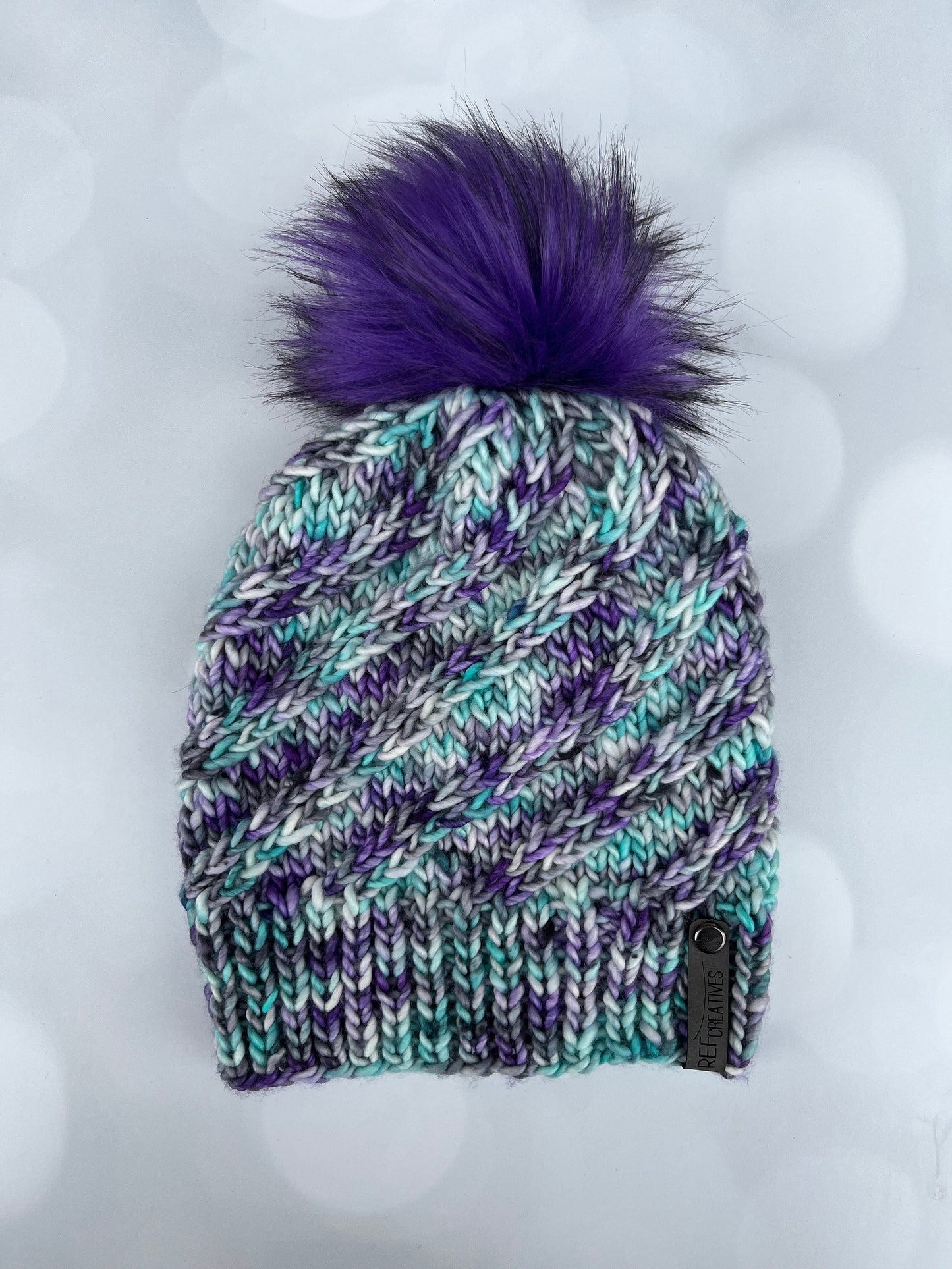 Ski Bum Swirls Hand Knit Hat with Hand Dyed Yarn