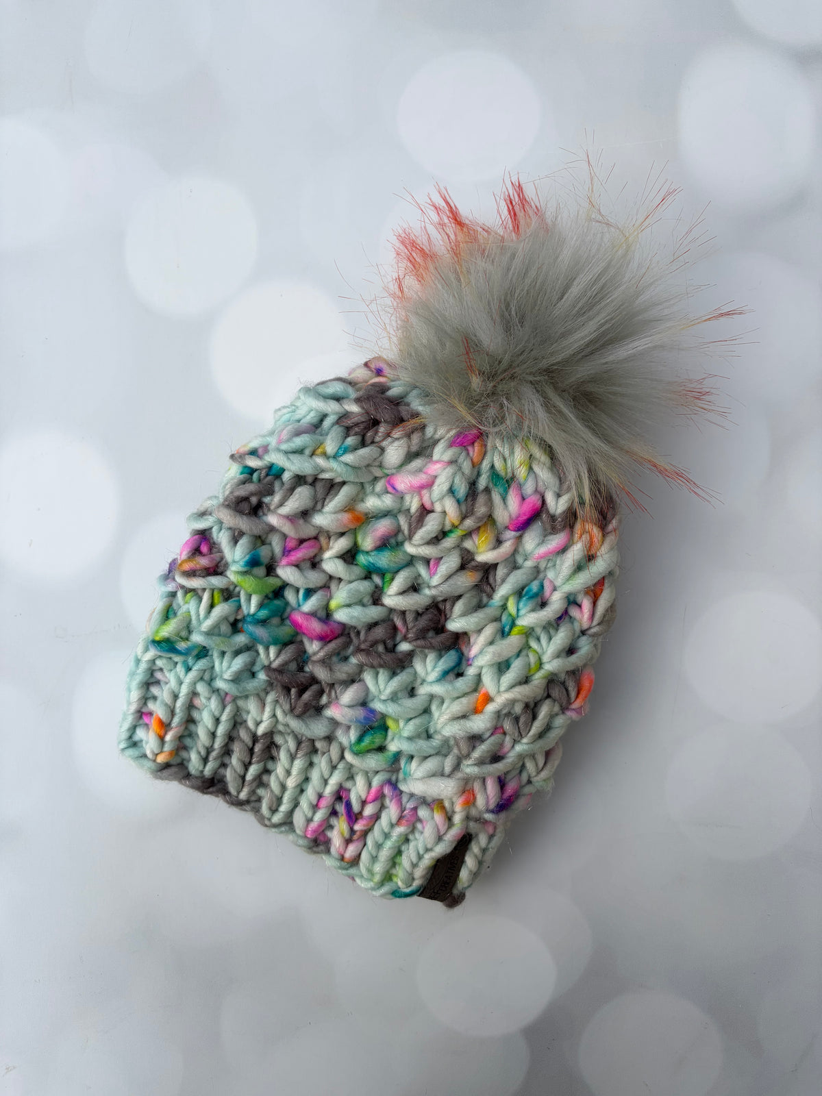 Luxury Light Blue Sparkly Merino Wool Knit Hat - Glitter Blue and Grey Speckled Textured Hand Knit Hat with Hand Dyed Yarn