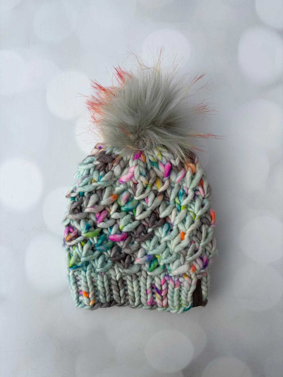 Luxury Light Blue Sparkly Merino Wool Knit Hat - Glitter Blue and Grey Speckled Textured Hand Knit Hat with Hand Dyed Yarn