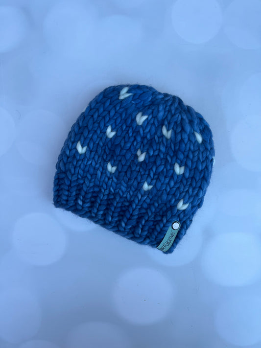Custom Order for Linda - 0-6 mo tab - Luxury Blue Merino Wool Baby Beanie - Hand Knit Hat with Hand Dyed Yarn