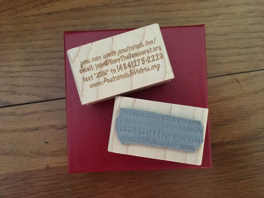 Postcards To Voters sign-up info Rubber Stamp