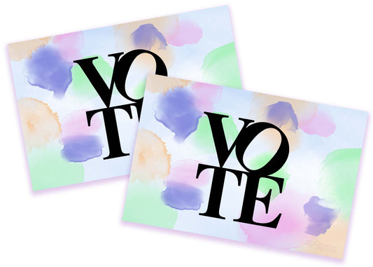 50 pack Postcards to Voters "VOTE in Watercolor" Vote Postcard