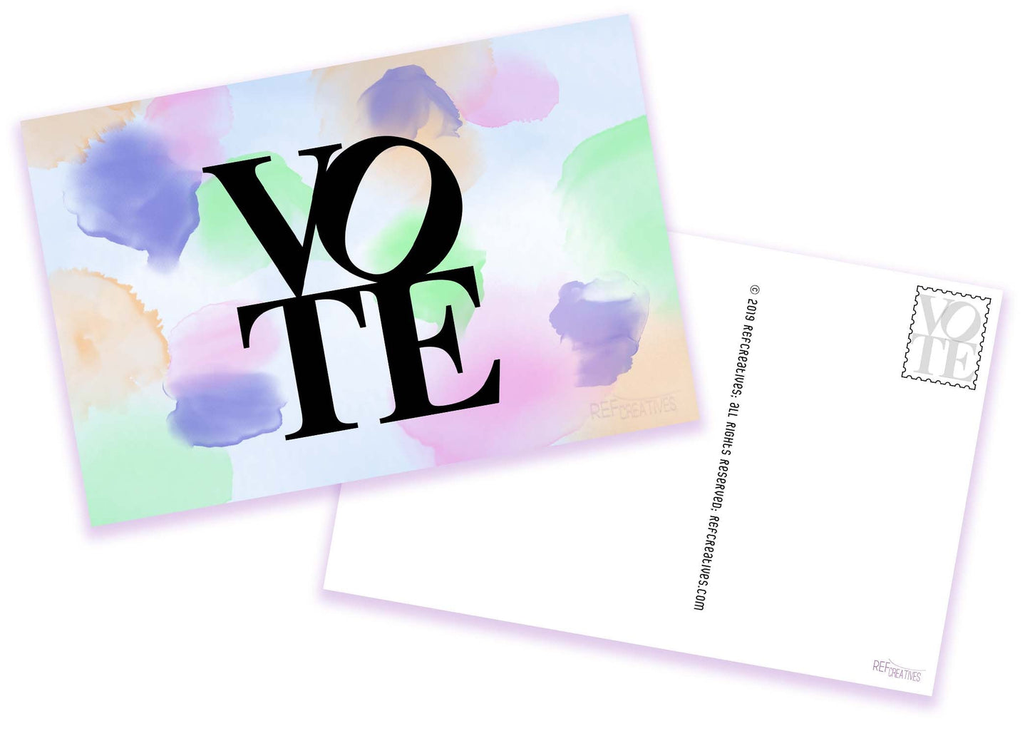50 pack Postcards to Voters "VOTE in Watercolor" Vote Postcard