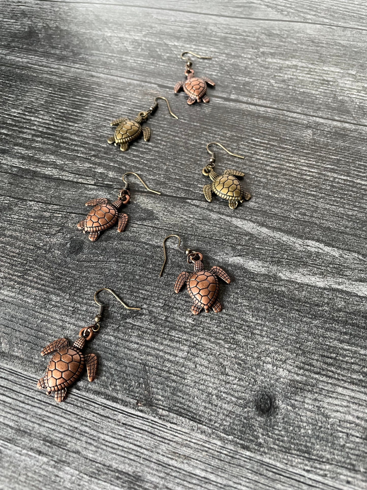 Brushed Metal Turtle Earrings