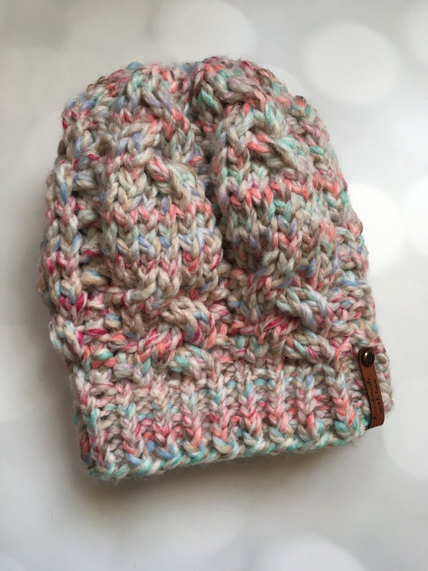Cotton Candy Twist Hand Knit Hat