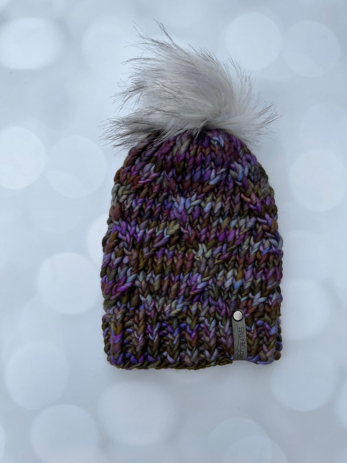 Luxury Moody Merino Wool Knit Hat - Blackberry Bush Lattice Hand Knit Hat with Hand Dyed Yarn