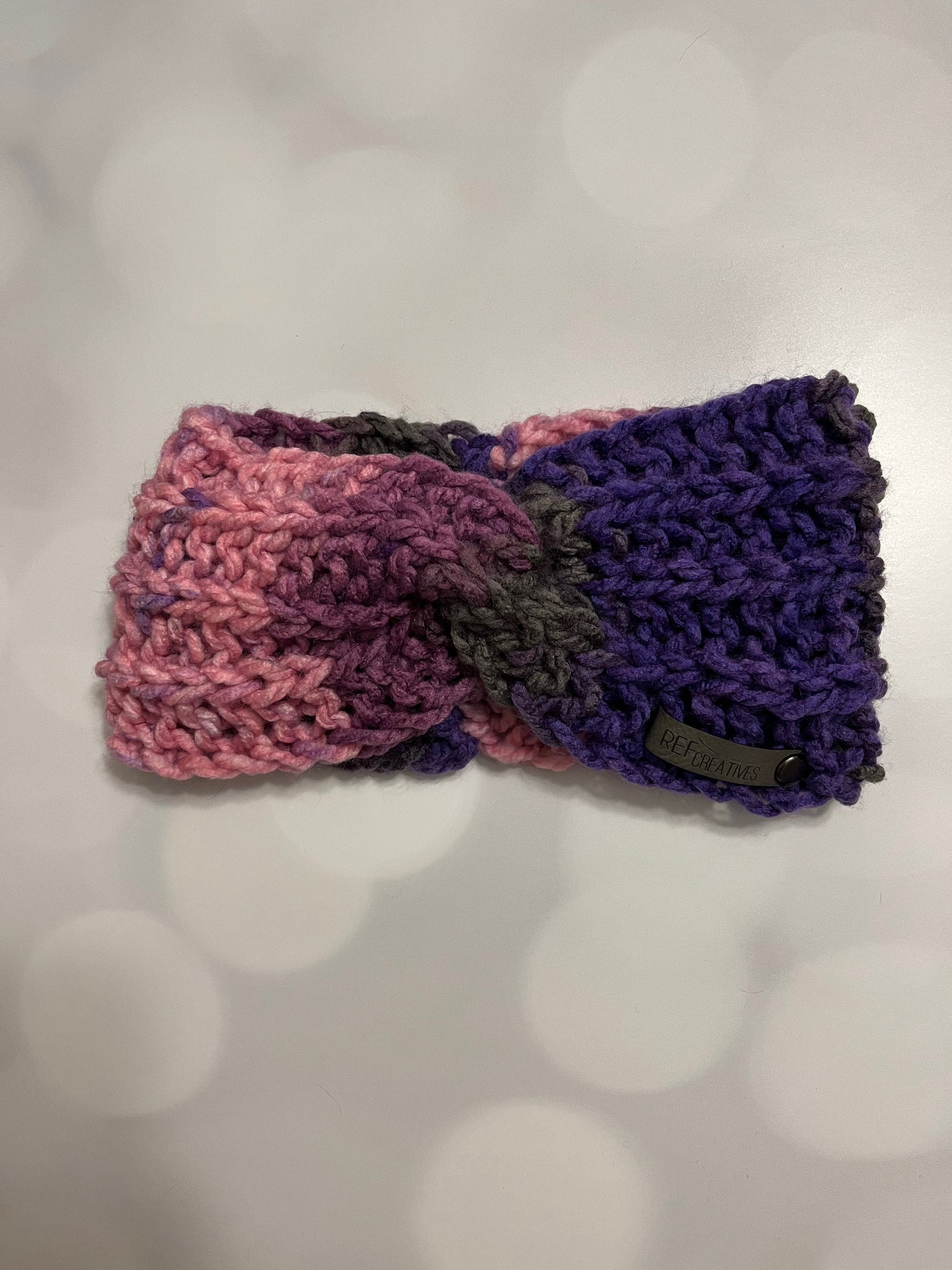 Pink and Purple Hand Crocheted Ear Warmer