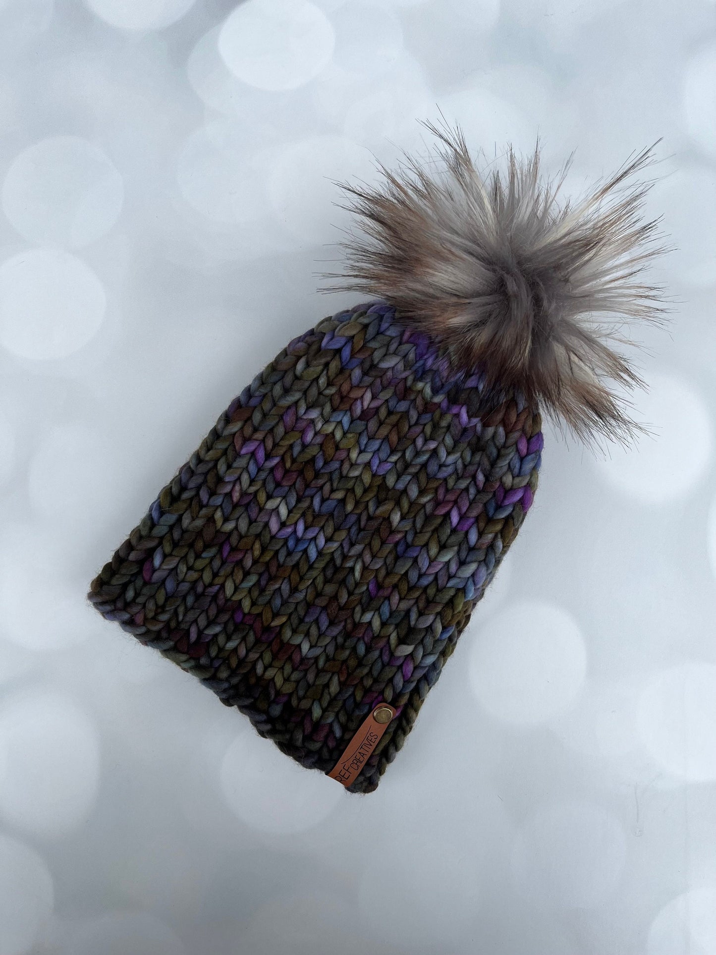 Luxury Merino Wool Classic Knit Hat - Blackberry Bush Classic Beanie Hand Knit Hat with Hand Dyed Yarn