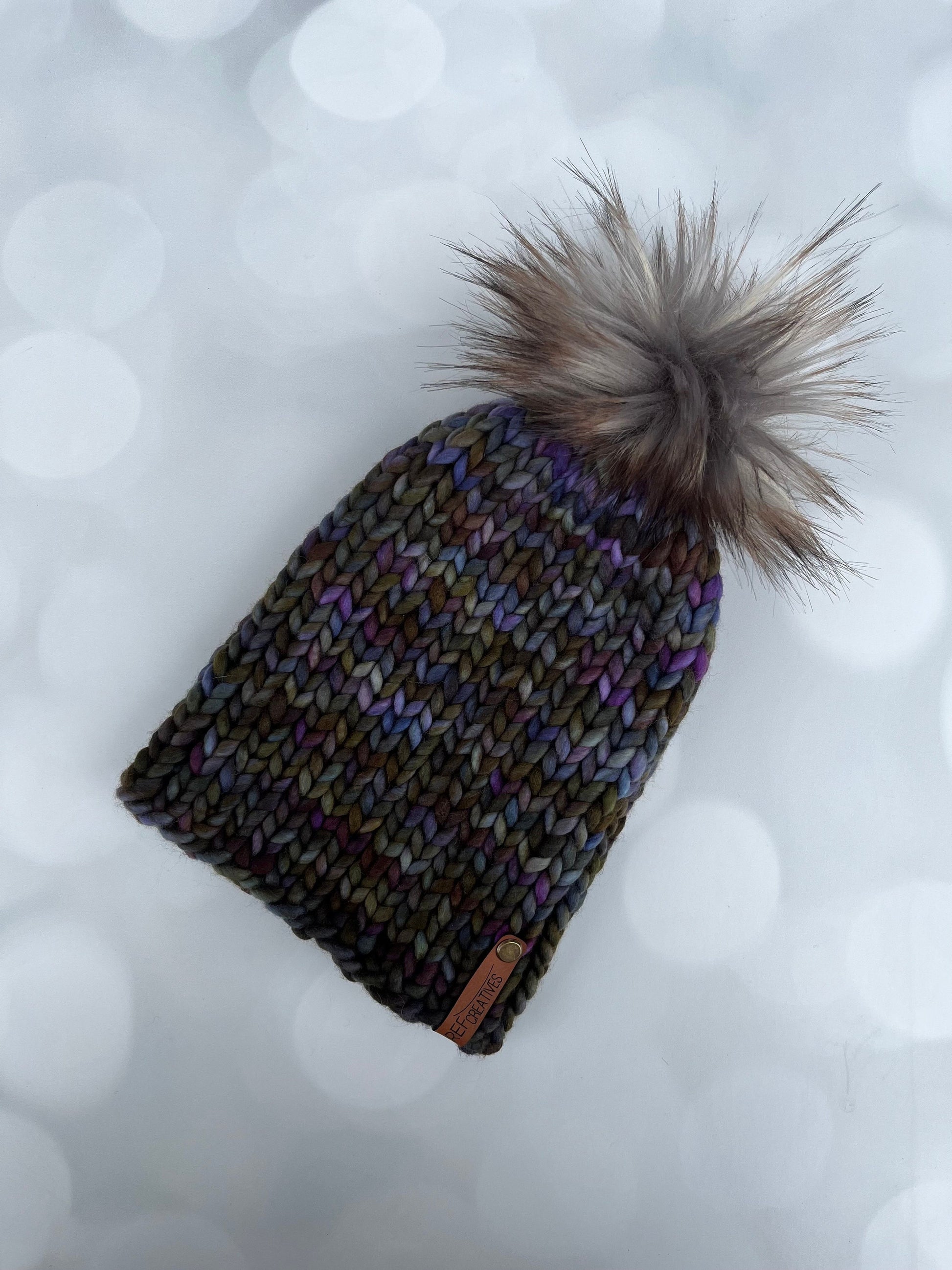 Luxury Merino Wool Classic Knit Hat - Blackberry Bush Classic Beanie Hand Knit Hat with Hand Dyed Yarn