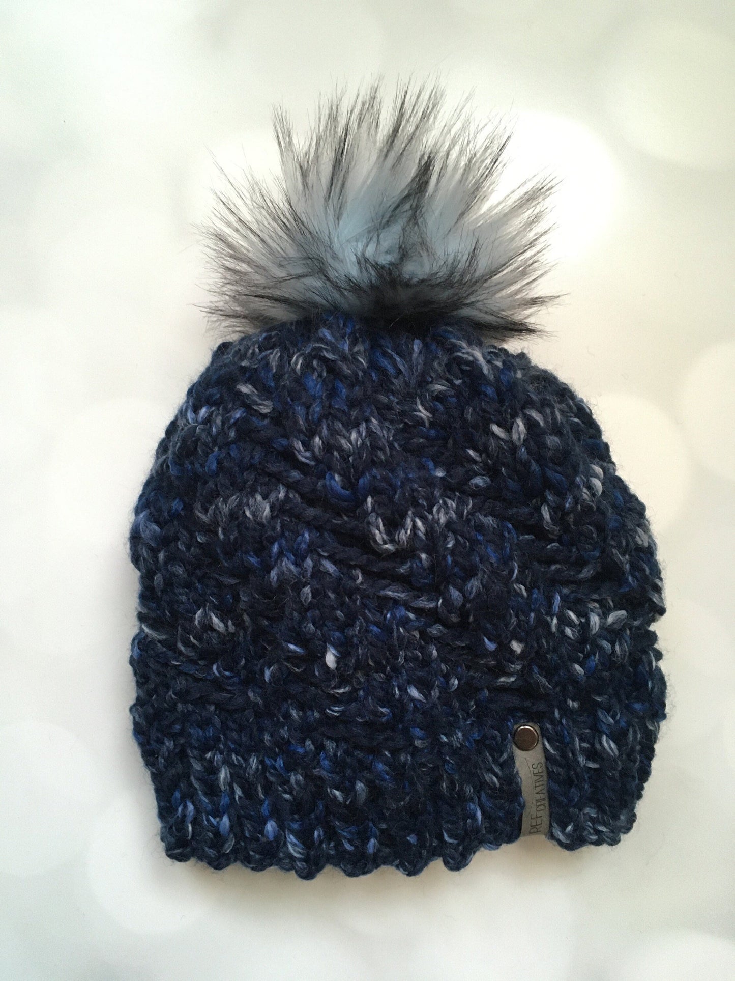 Blue Knit Hat - Blue Confetti Hand Knit Hat