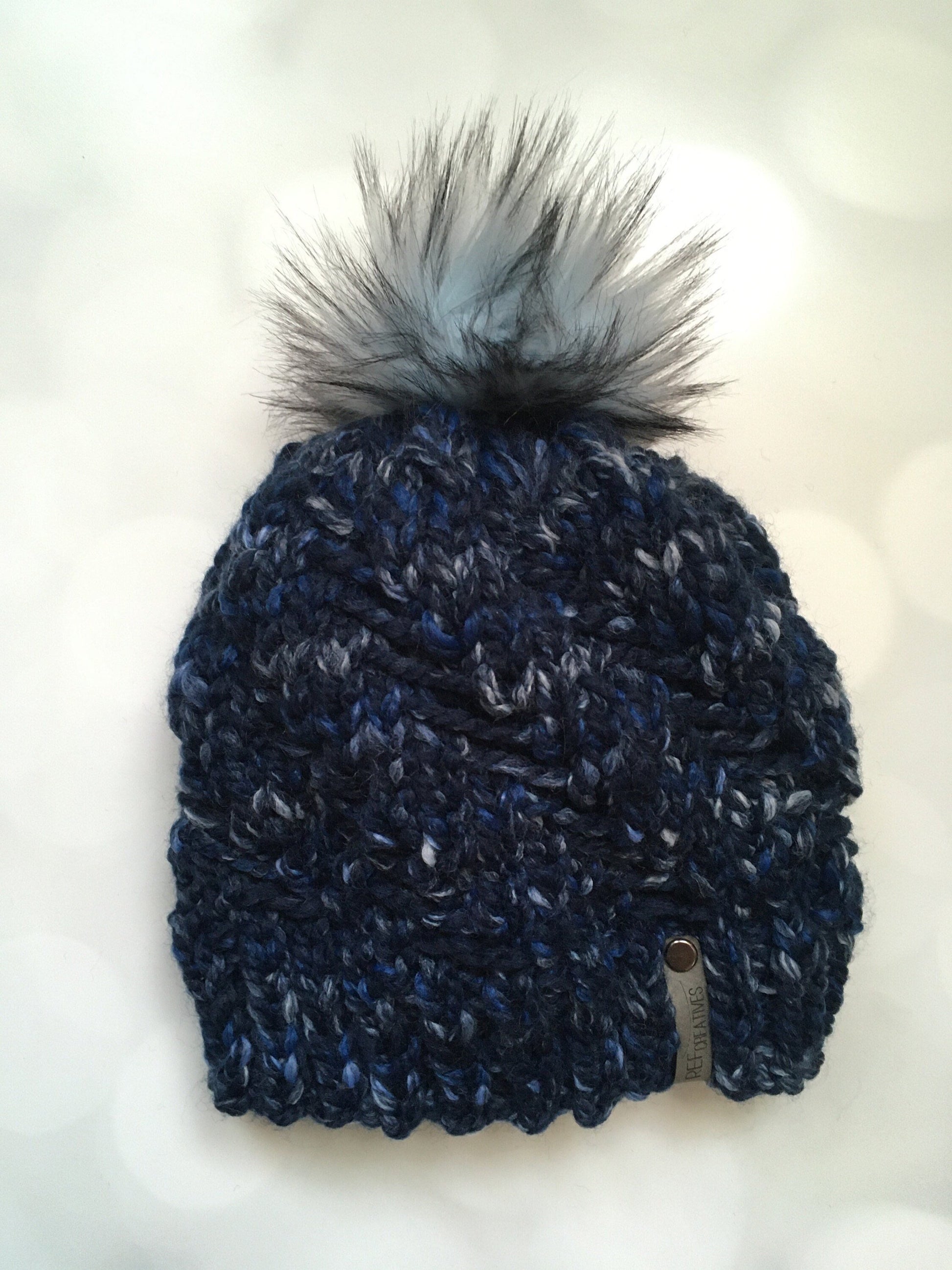 Blue Knit Hat - Blue Confetti Hand Knit Hat