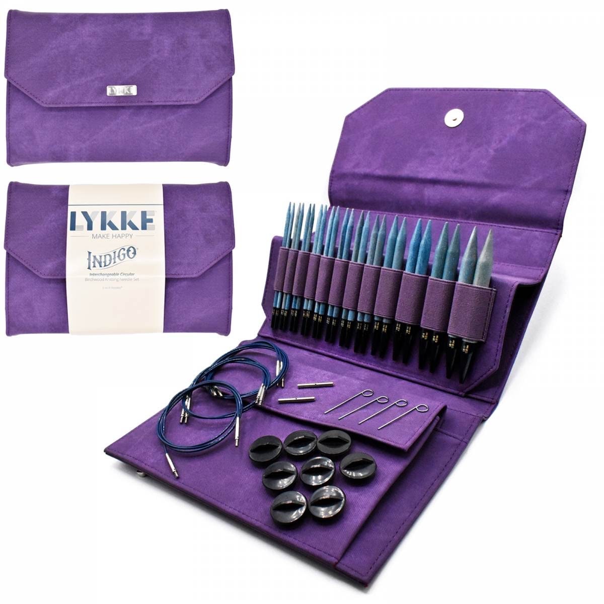 Lykke Knitting Needles - Indigo 5" Interchangeable Circular Needle Set - Violet Denim Effect