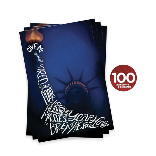 Mary Likes Postcards Lady Liberty postcards, set of 100. Perfect for writing to your reps or get out the vote with postcards to voters.