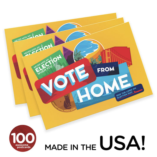 Mary Likes Postcards 100 "Vote from Home" Postcards, perfect for Postcards to Voters and other get out the vote campaigns