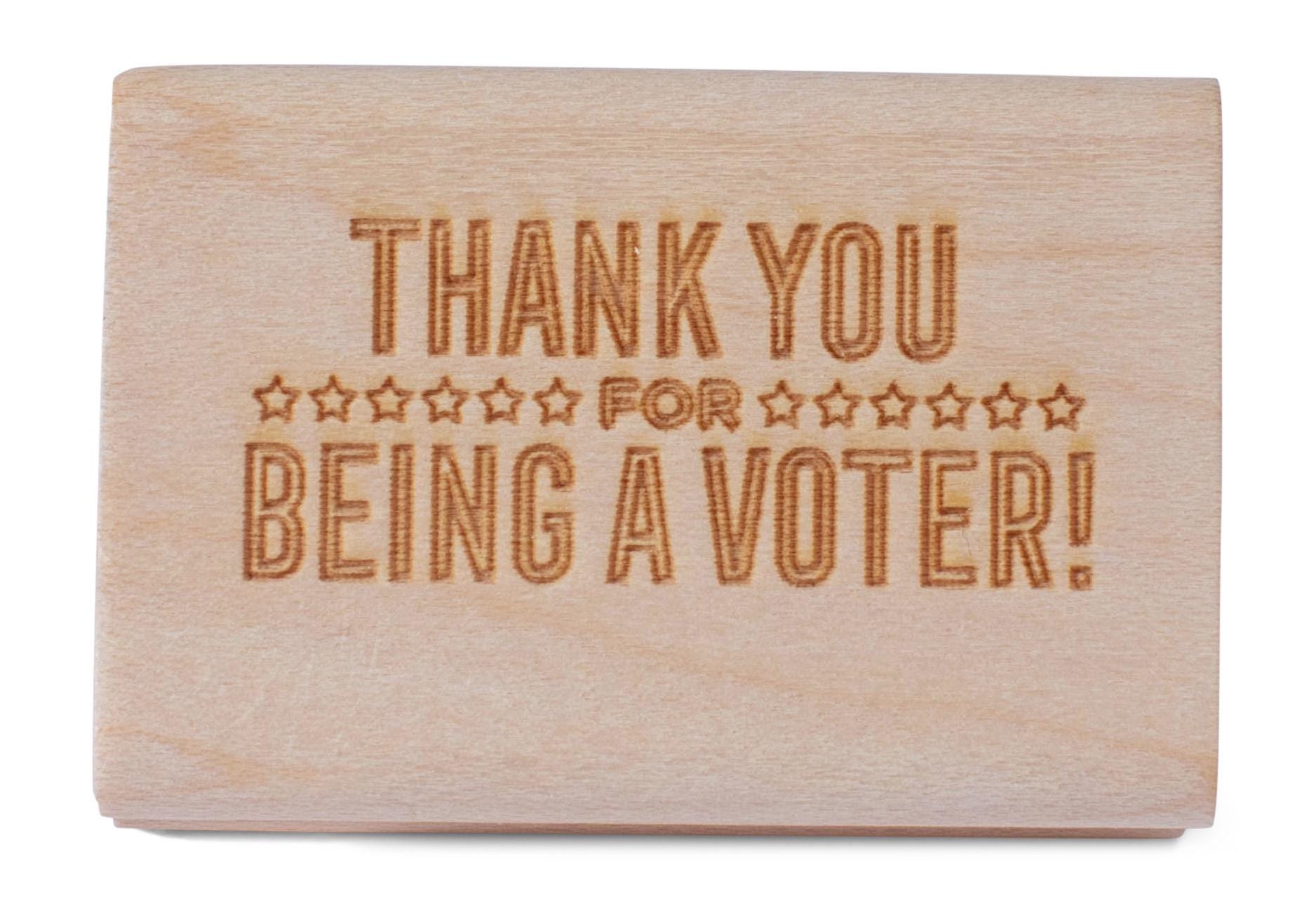 Mary Likes Postcards Thank you for being a voter! A rubber stamp for your postcards and scrapbooking, perfect for get out the vote postcards