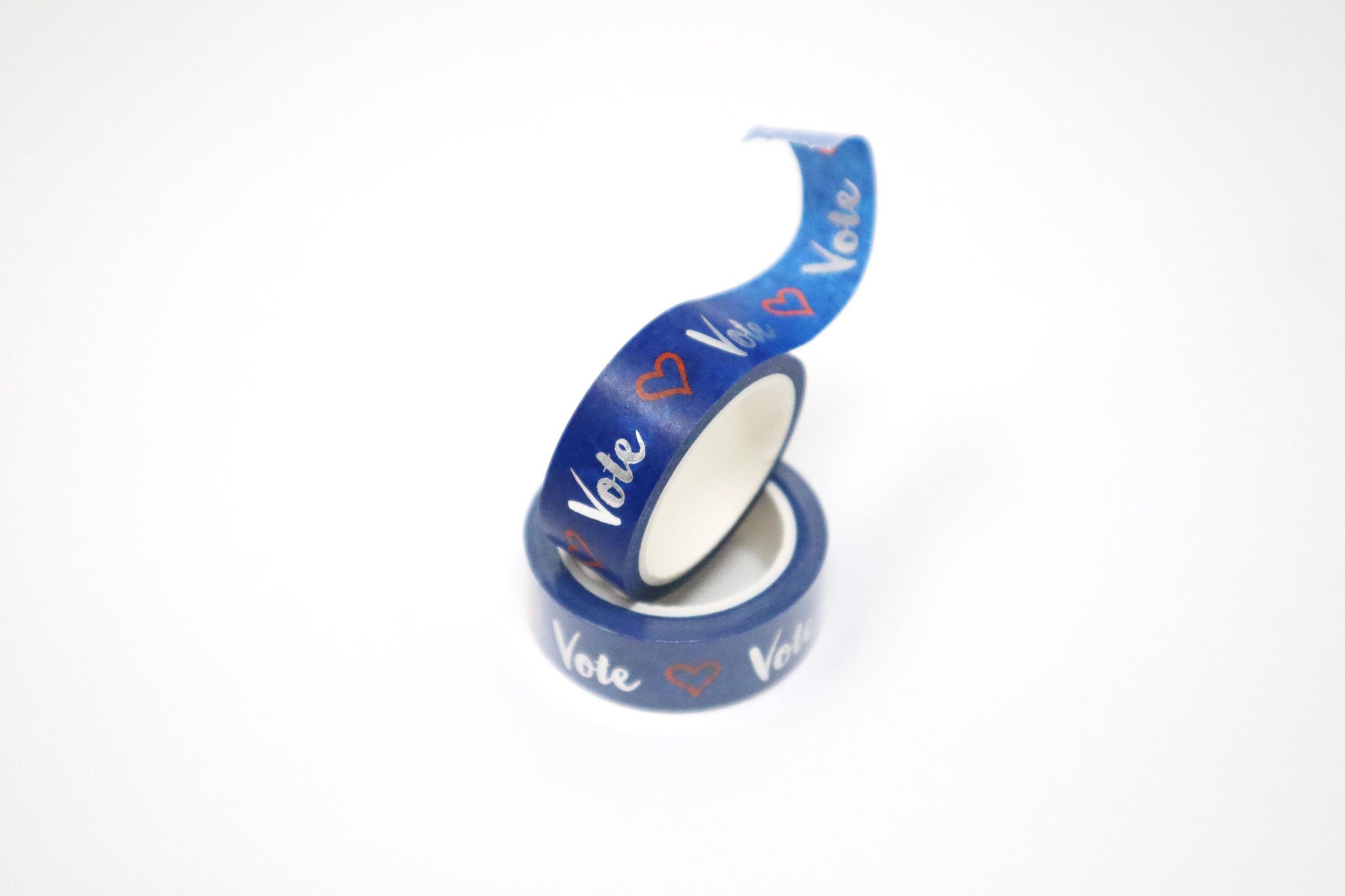 Mary Likes Postcards Blue and silver "Vote!" washi tape, perfect for decorating your postcards to voters!