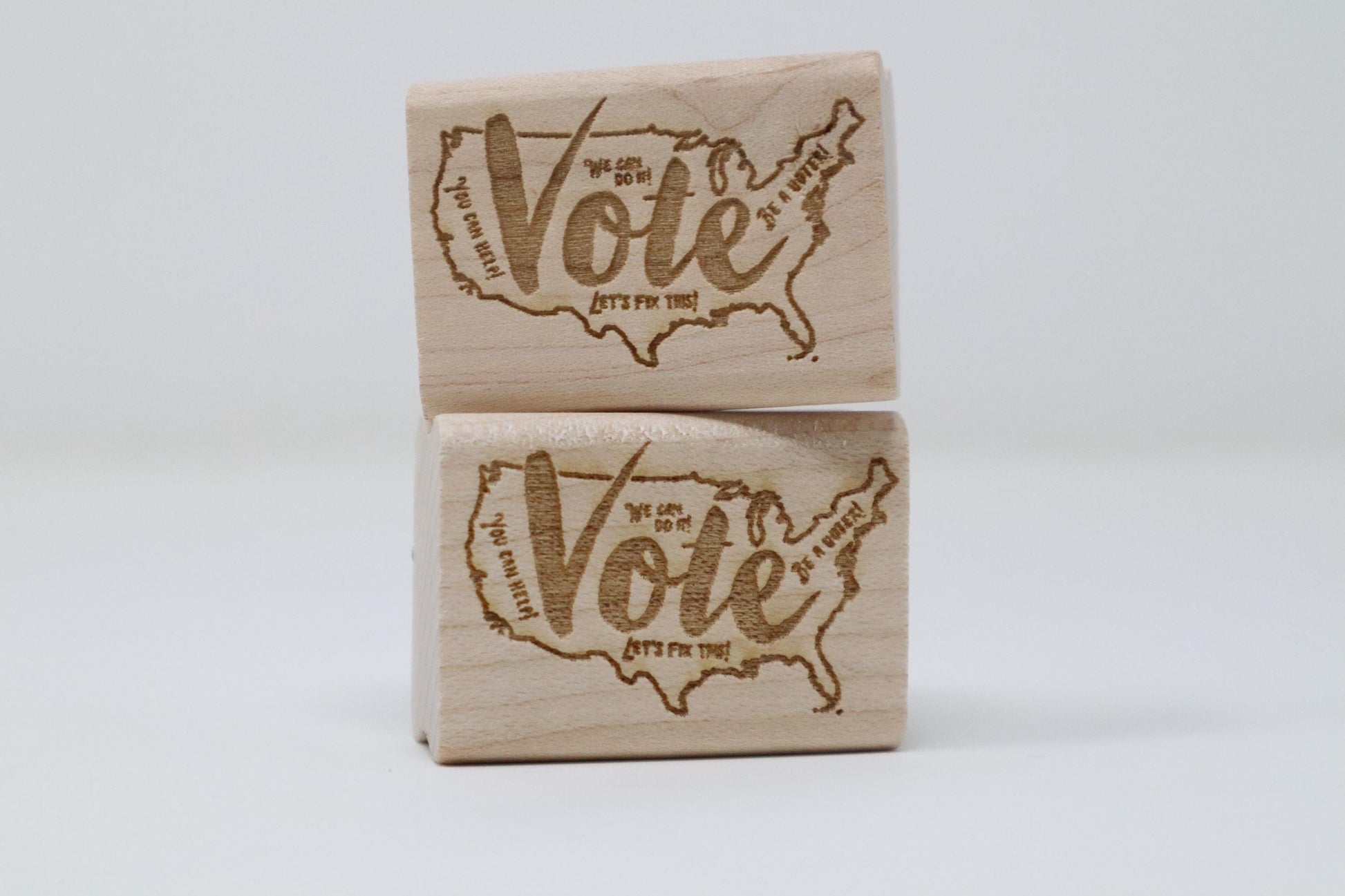 Mary Likes Postcards Vote with a map of the USA. A rubber stamp for your postcards and scrapbooking, perfect for get out the vote