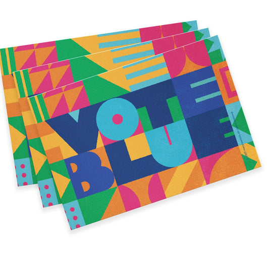 Mary Likes Postcards Vote Blue! Set of 100 vote postcards, perfect for Postcards to Voters and other get out the vote campaigns.