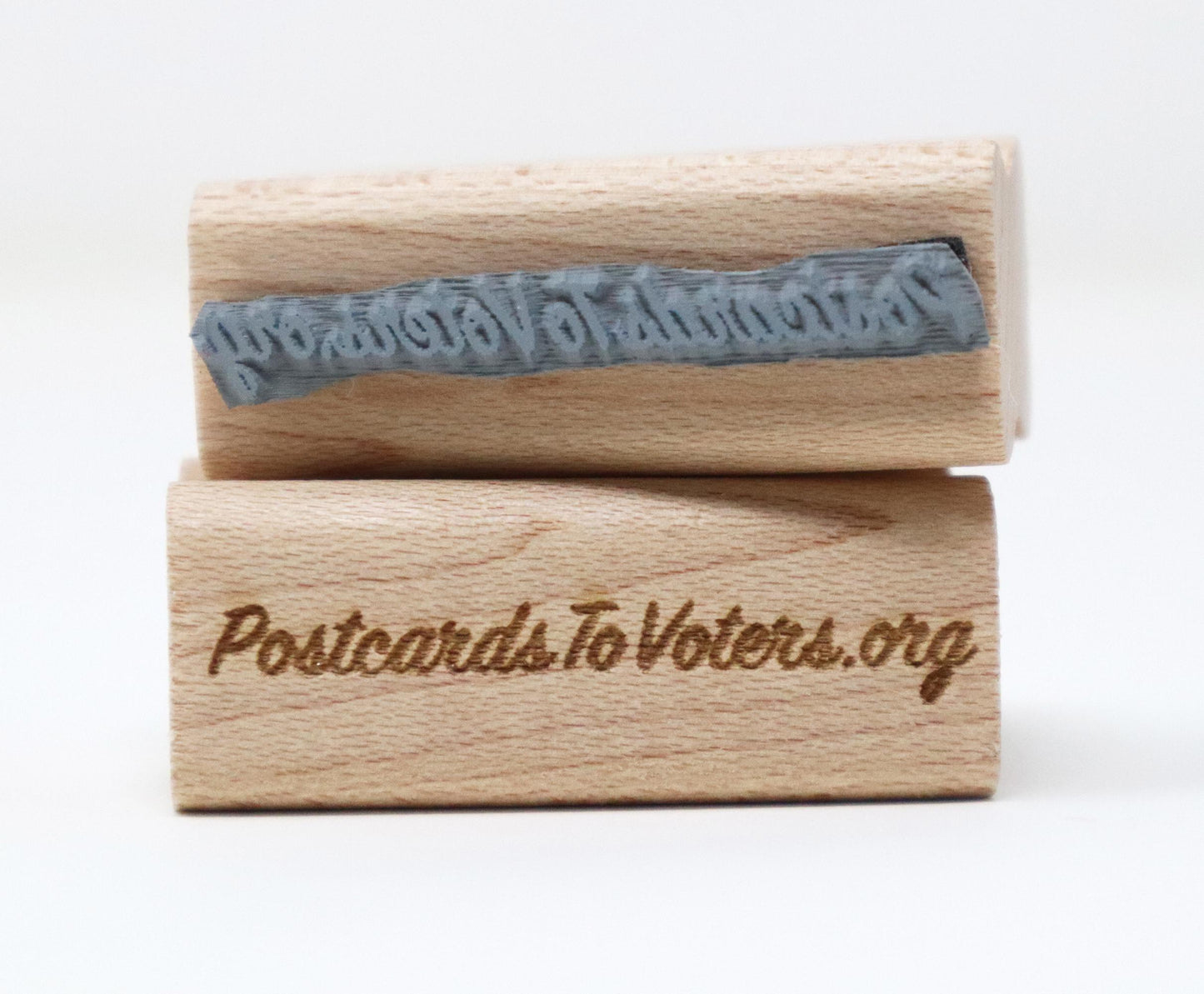 Mary Likes Postcards Rubber stamps for GOTV postcard campaigns "Save this Card!" "Write with us!" "I'm a volunteer!" "postcardstovoters.org"