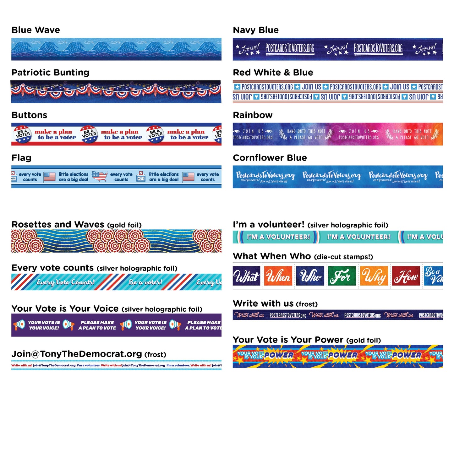 Mary Likes Postcards Just one washi tape roll, perfect for decorating Postcards to Voters or other get out the vote writing campaigns