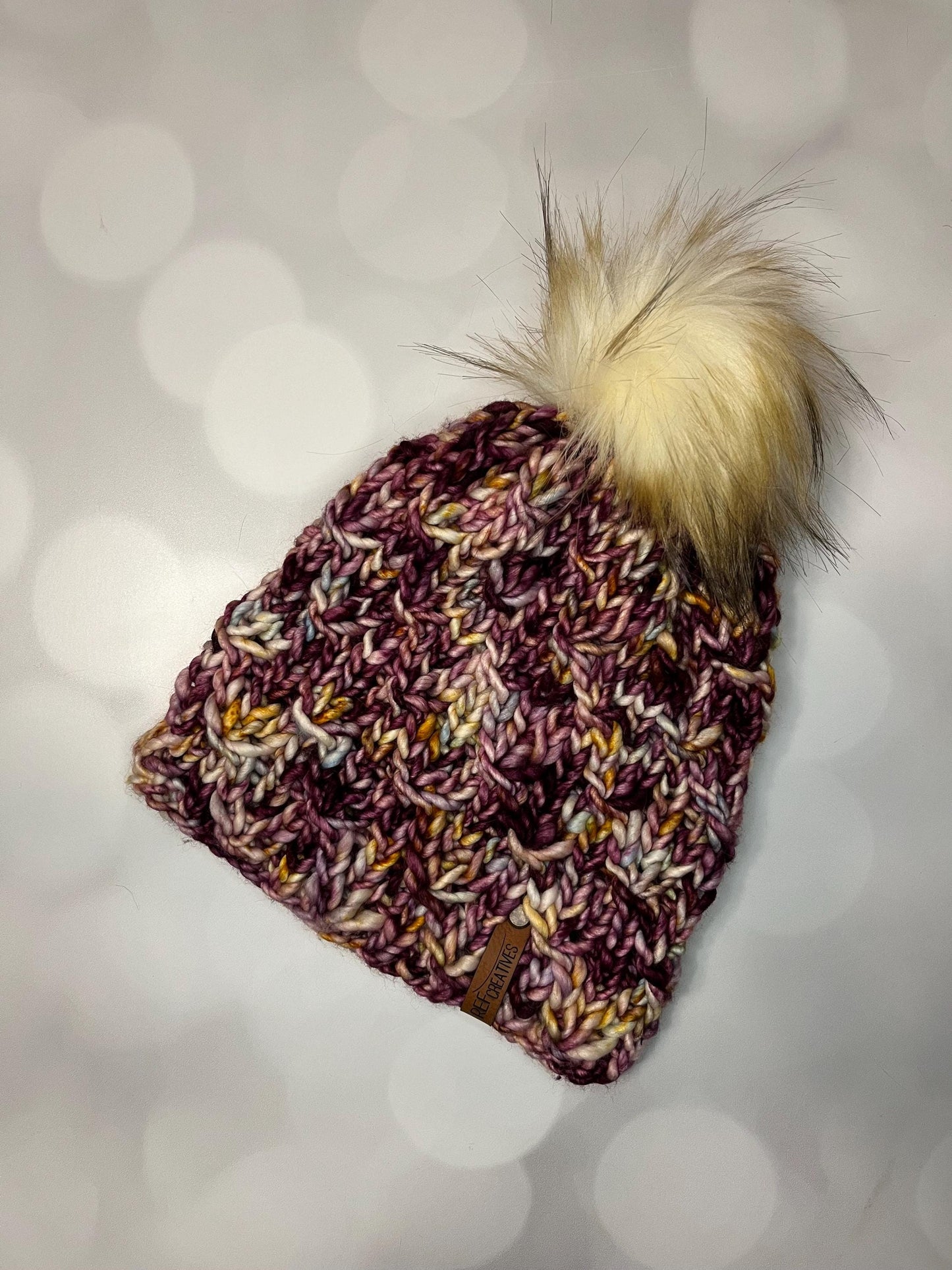 Luxury Maroon Brimless Merino Wool Knit Hat - Warm Toned Beanie Hand Knit Hat with Hand Dyed Yarn