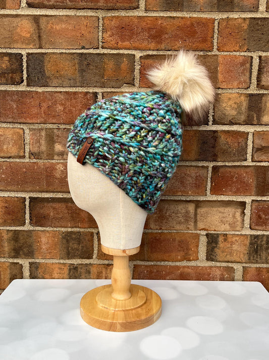 Luxury Multicolor Merino Wool Knit Hat - Cool Confetti Hand Knit Hat with Hand Dyed Yarn