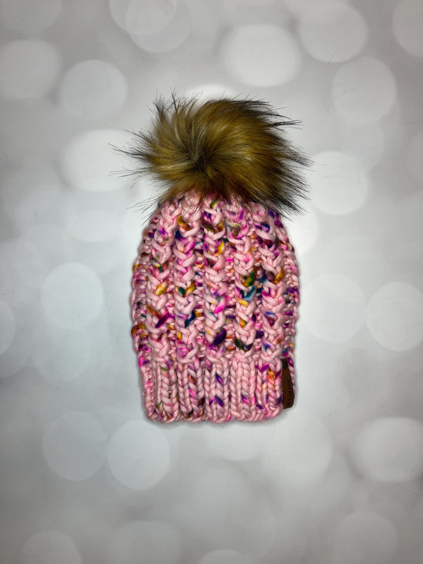 Luxury Pink Merino Wool Knit Hat - Pinkalicious Twist Beanie Hand Knit Hat with Hand Dyed Yarn