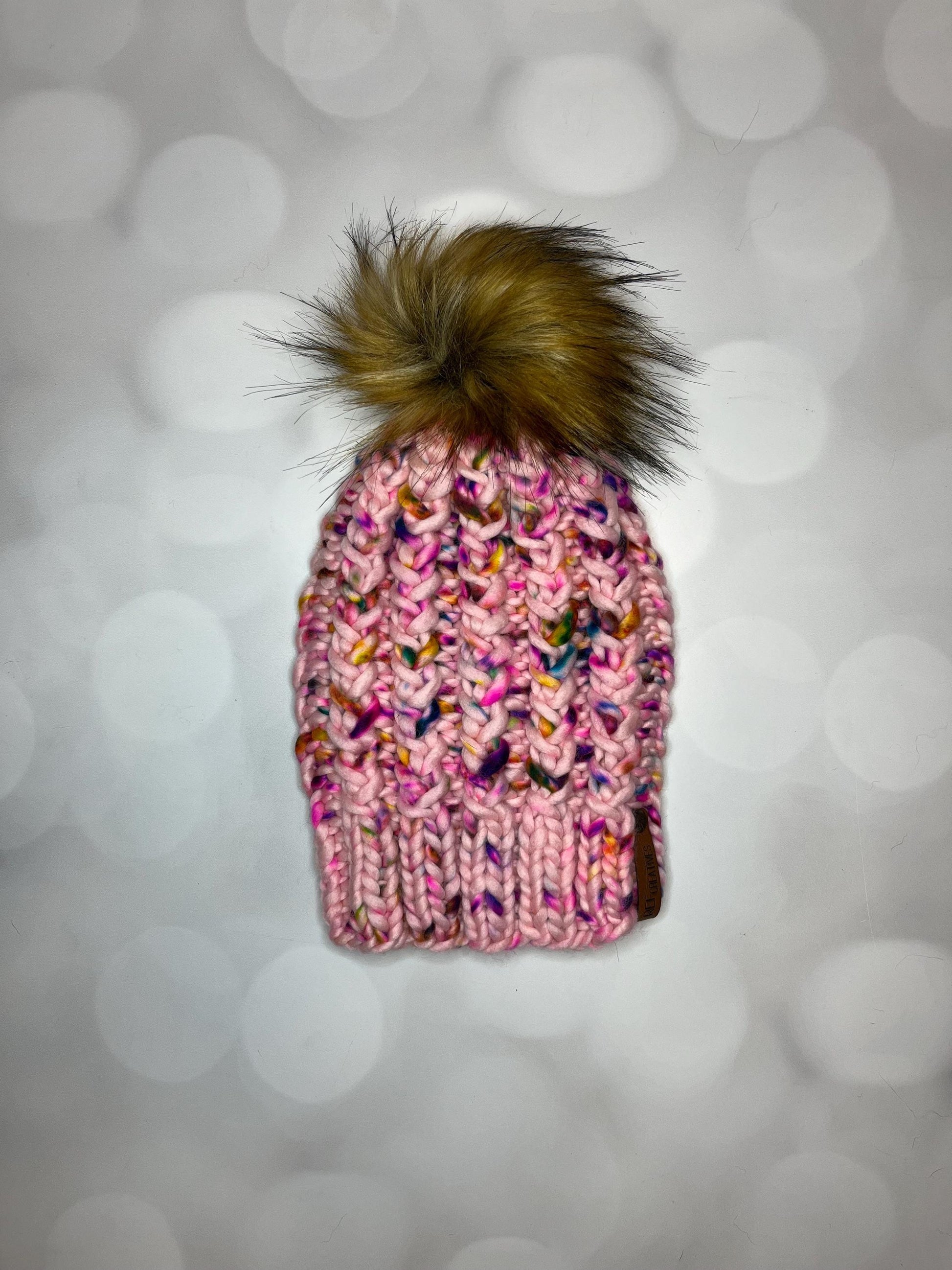 Luxury Pink Merino Wool Knit Hat - Pinkalicious Twist Beanie Hand Knit Hat with Hand Dyed Yarn