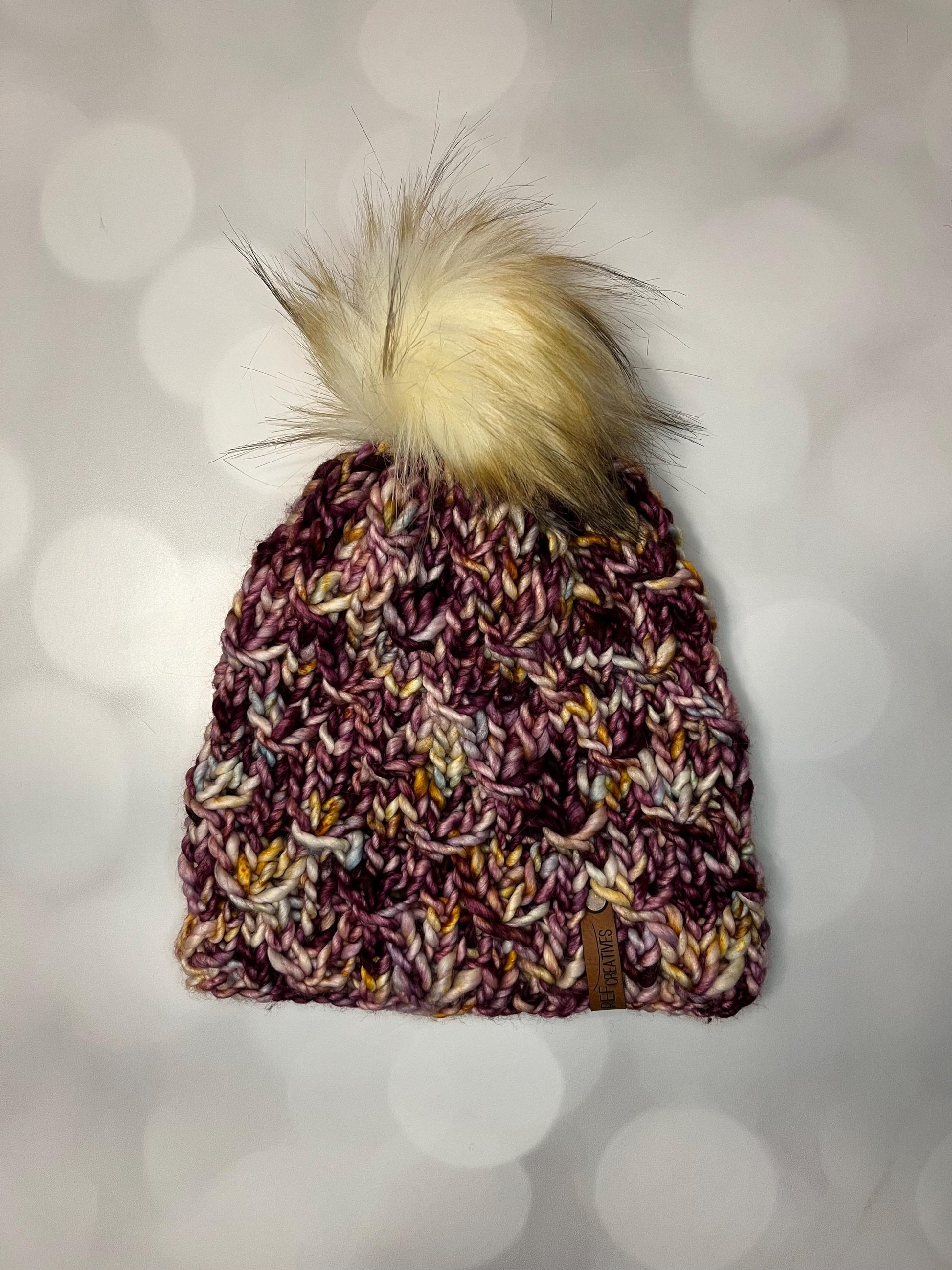 Luxury Maroon Brimless Merino Wool Knit Hat - Warm Toned Beanie Hand Knit Hat with Hand Dyed Yarn