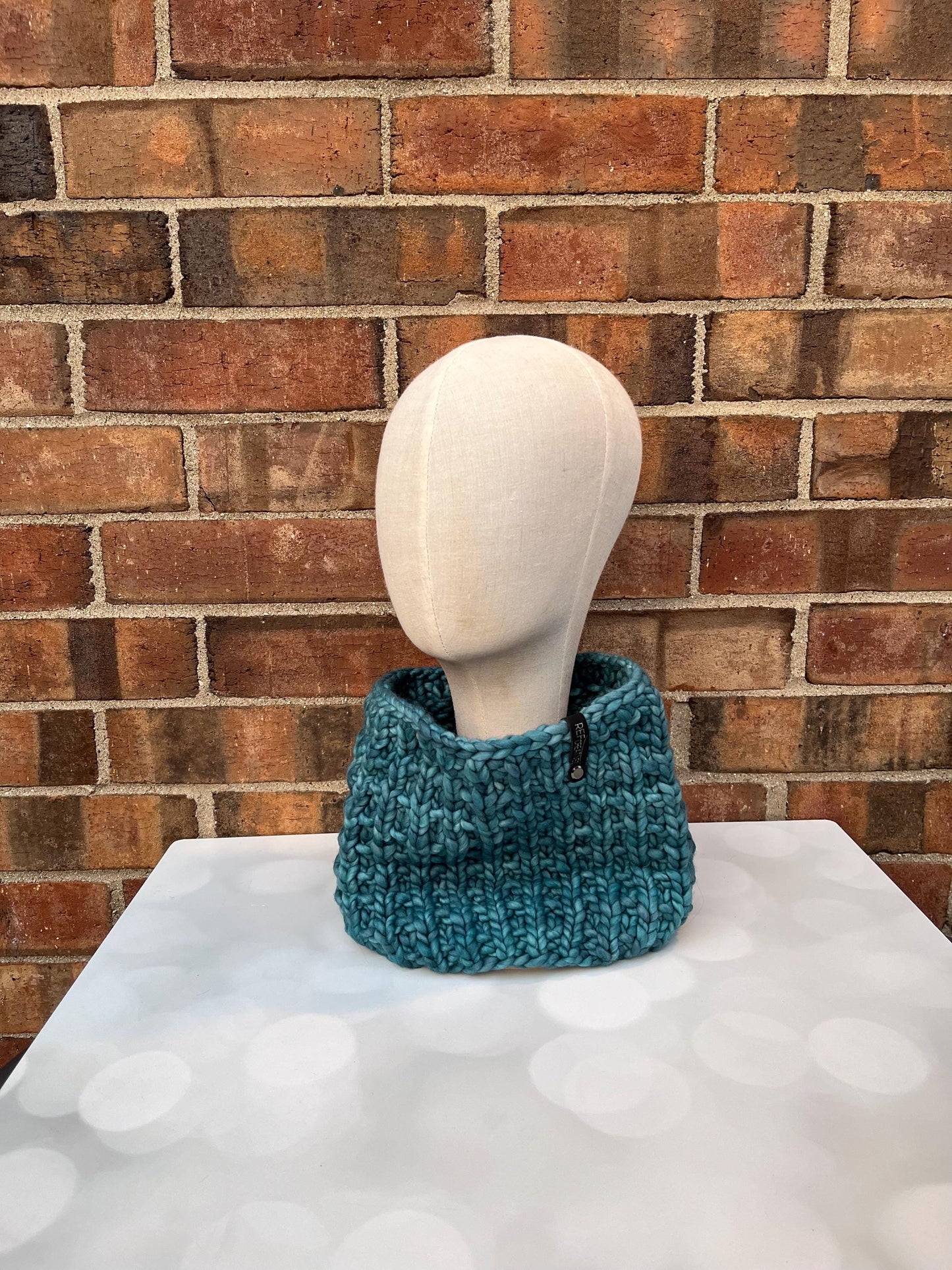 Luxury Teal Merino Wool Knit Neckwarmer - Hand Knit Cowl with Hand Dyed Yarn