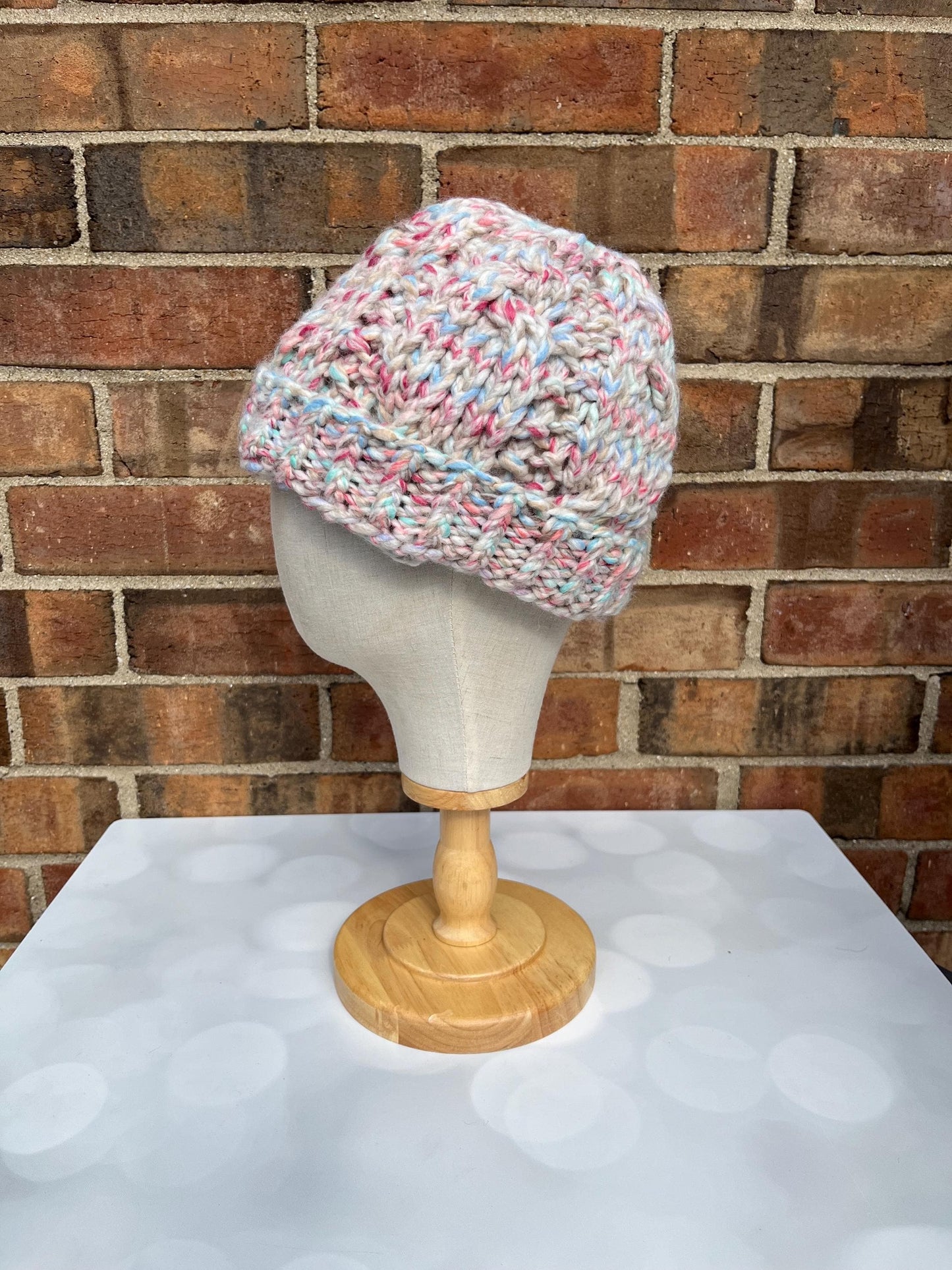 Cotton Candy Twist Hand Knit Hat