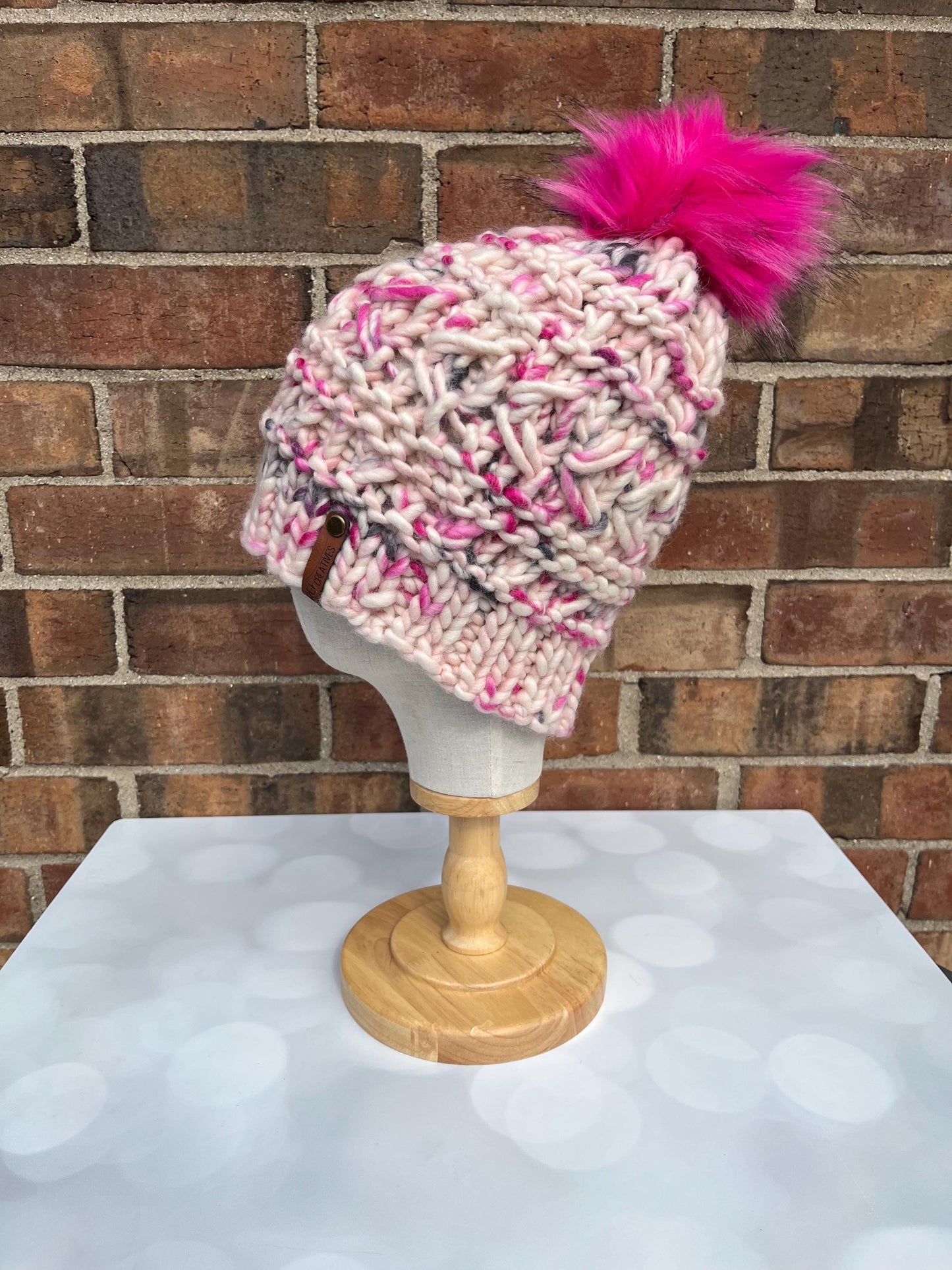 Pink Knit Hat - Valentine Vibes Hand Knit Hat