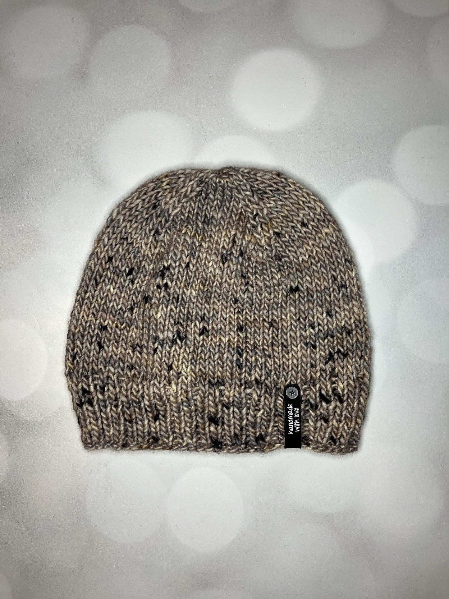 Luxury Neutral Folded Brim Merino Wool Beanie - Brown Teenie Weenie Beanie Hand Knit Hat with Hand Dyed Yarn