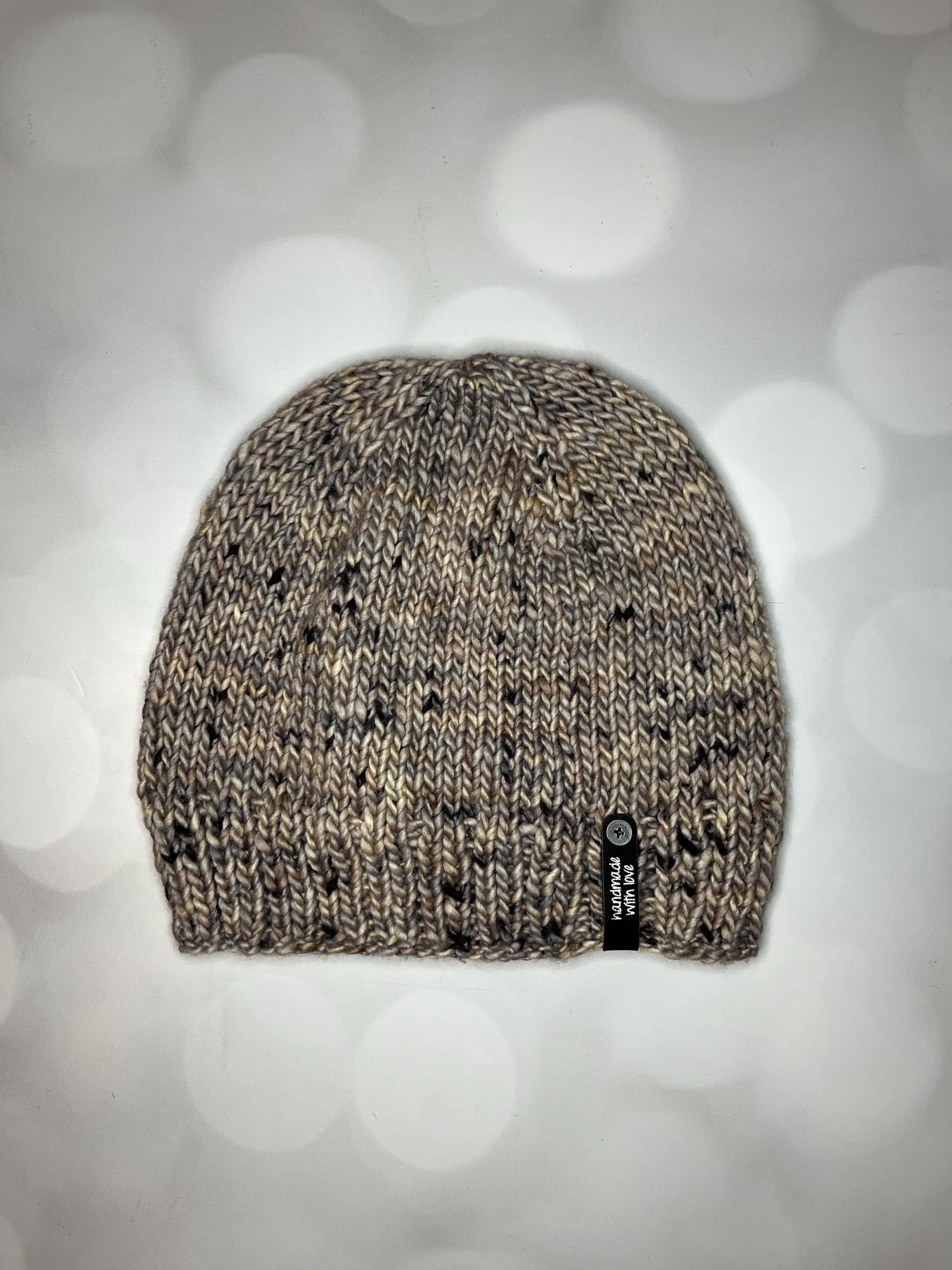 Luxury Neutral Folded Brim Merino Wool Beanie - Brown Teenie Weenie Beanie Hand Knit Hat with Hand Dyed Yarn