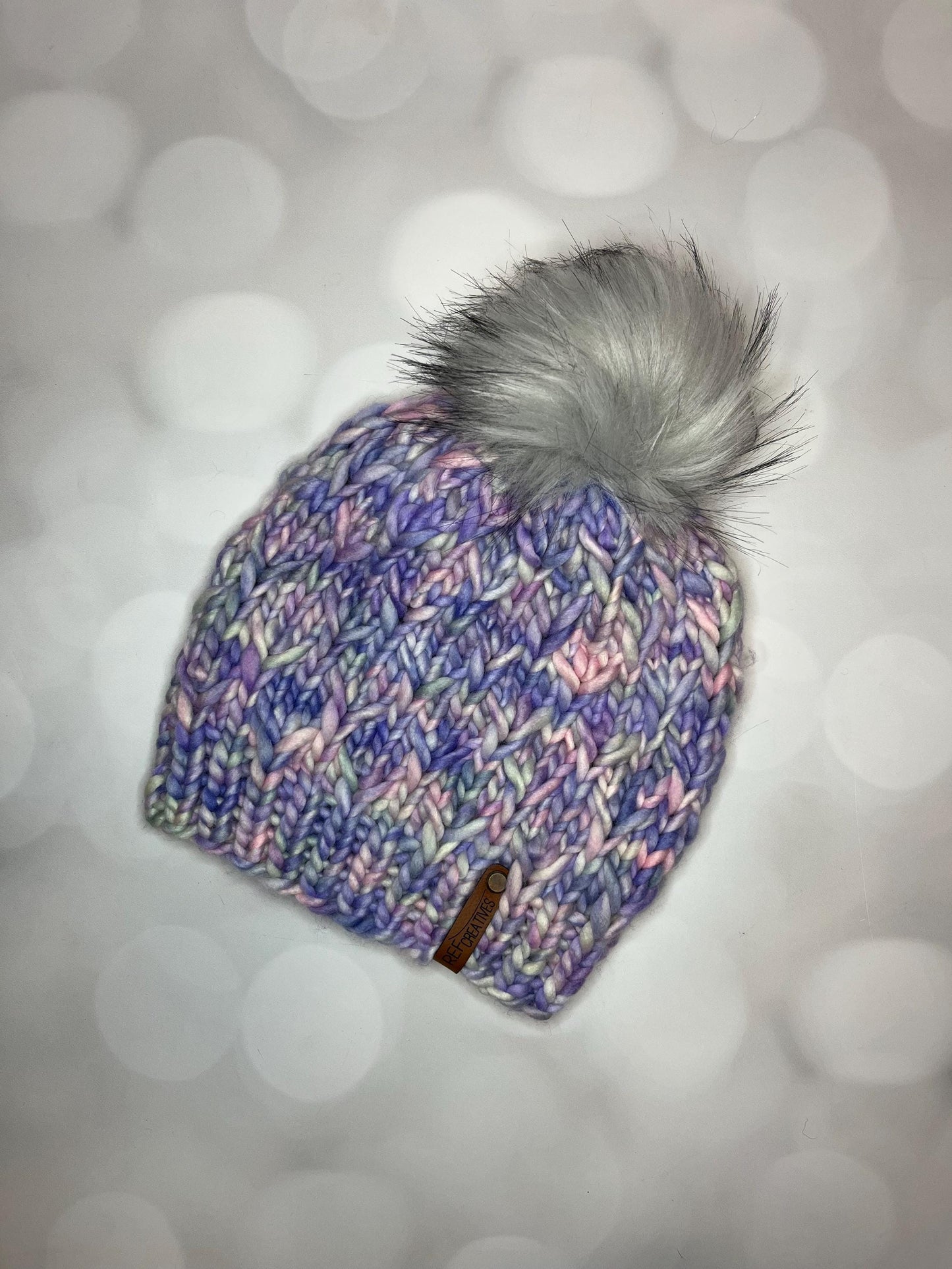 Luxury Merino Pastel Purple Knit Hat - Rosewood Bloom Beanie Hand Knit Hat with Hand Dyed Yarn
