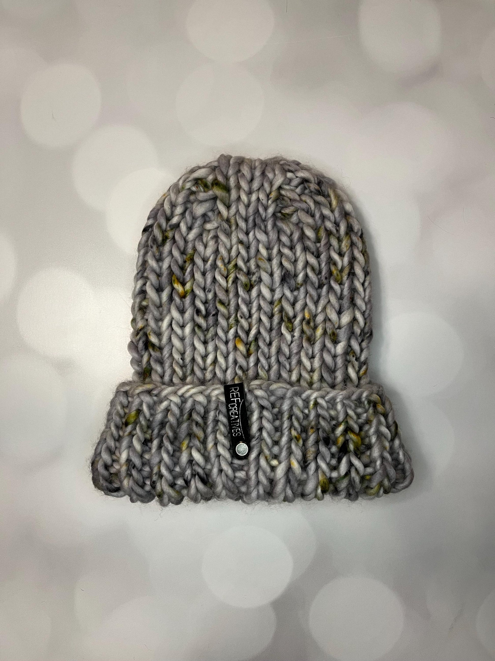 Luxury Grey Merino Wool Knit Hat - Wildwood Folded Brim Beanie Hand Knit Hat with Hand Dyed Yarn