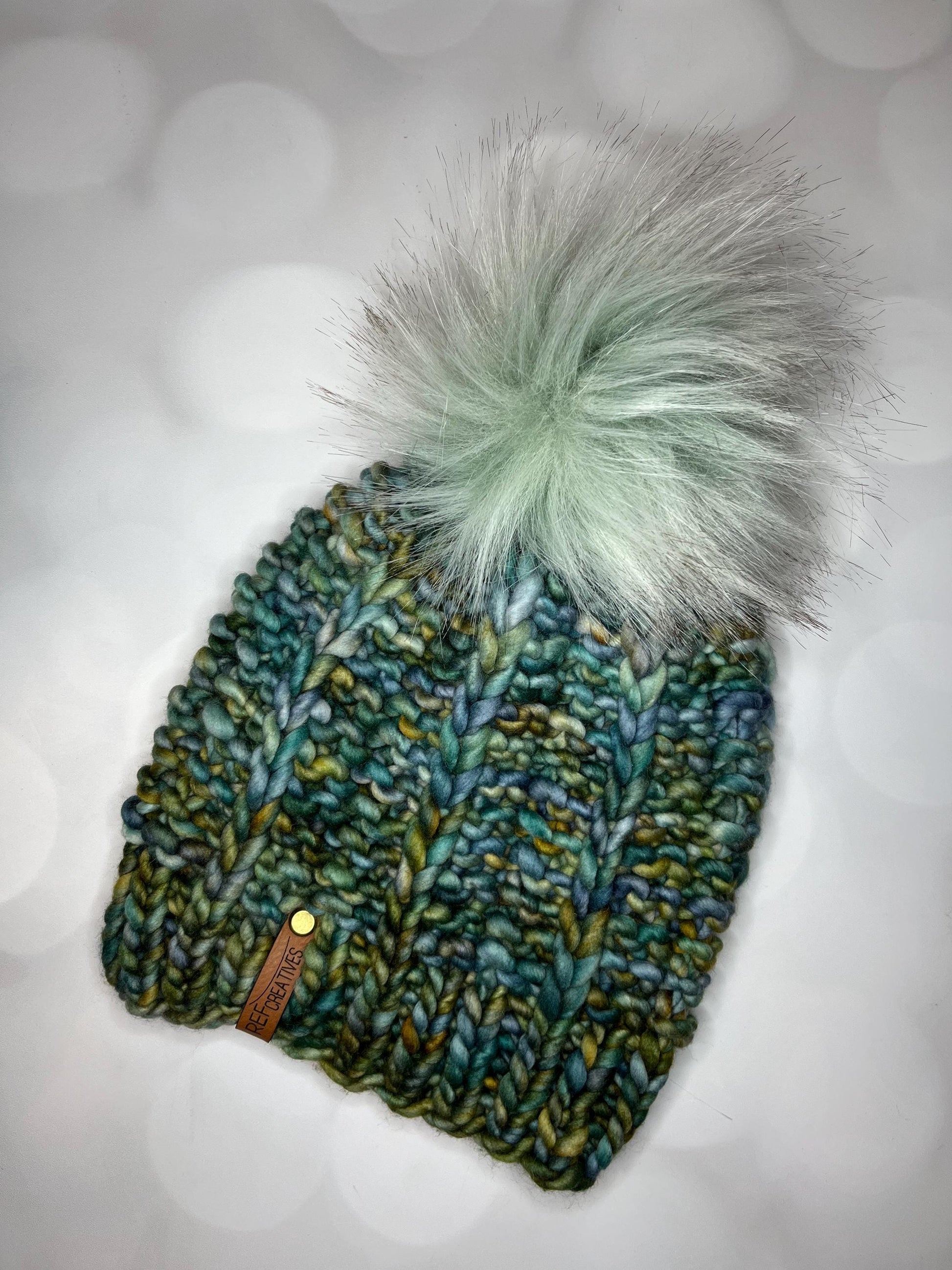 Luxury Green Merino Wool Ribbed Knit Hat - Saratoga Beanie Hand Knit Hat with Hand Dyed Yarn