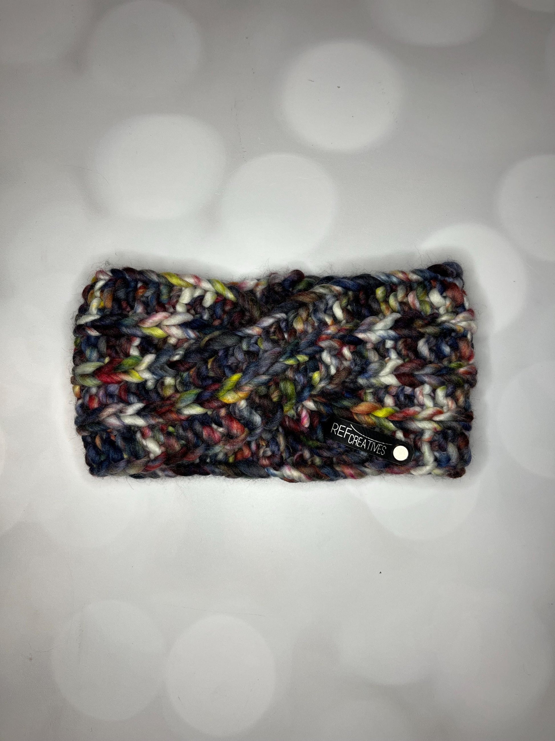 Luxury Blue Brown Hand Knit Ear Warmer with Hand Dyed Yarn