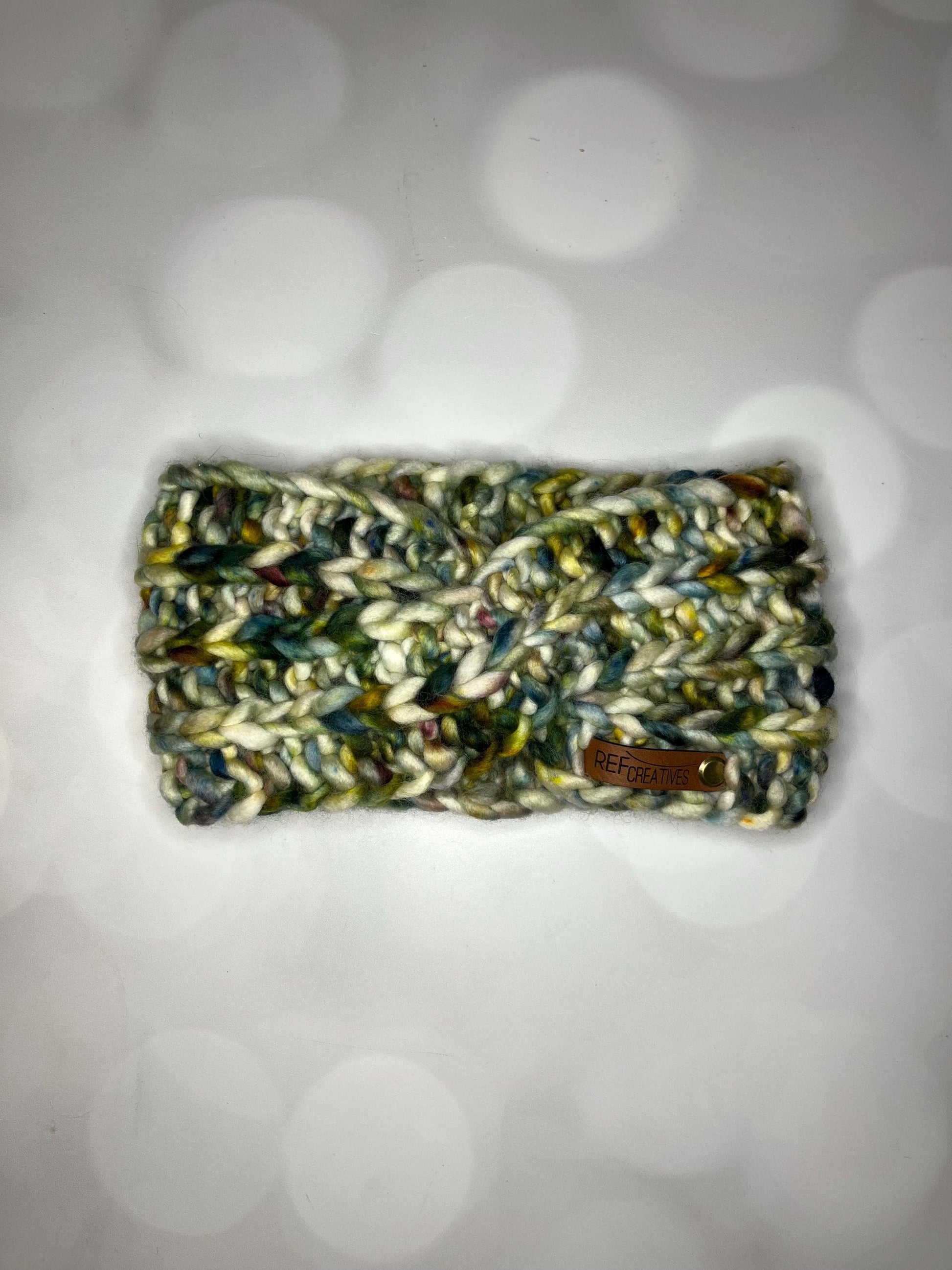Luxury Muted Greens Hand Knit Ear Warmer with Hand Dyed Yarn