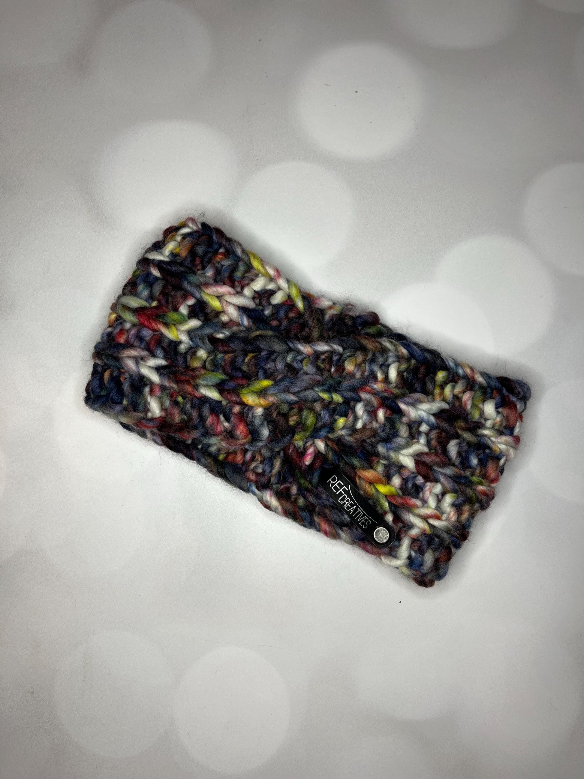 Luxury Dark Colored Hand Knit Ear Warmer with Hand Dyed Yarn