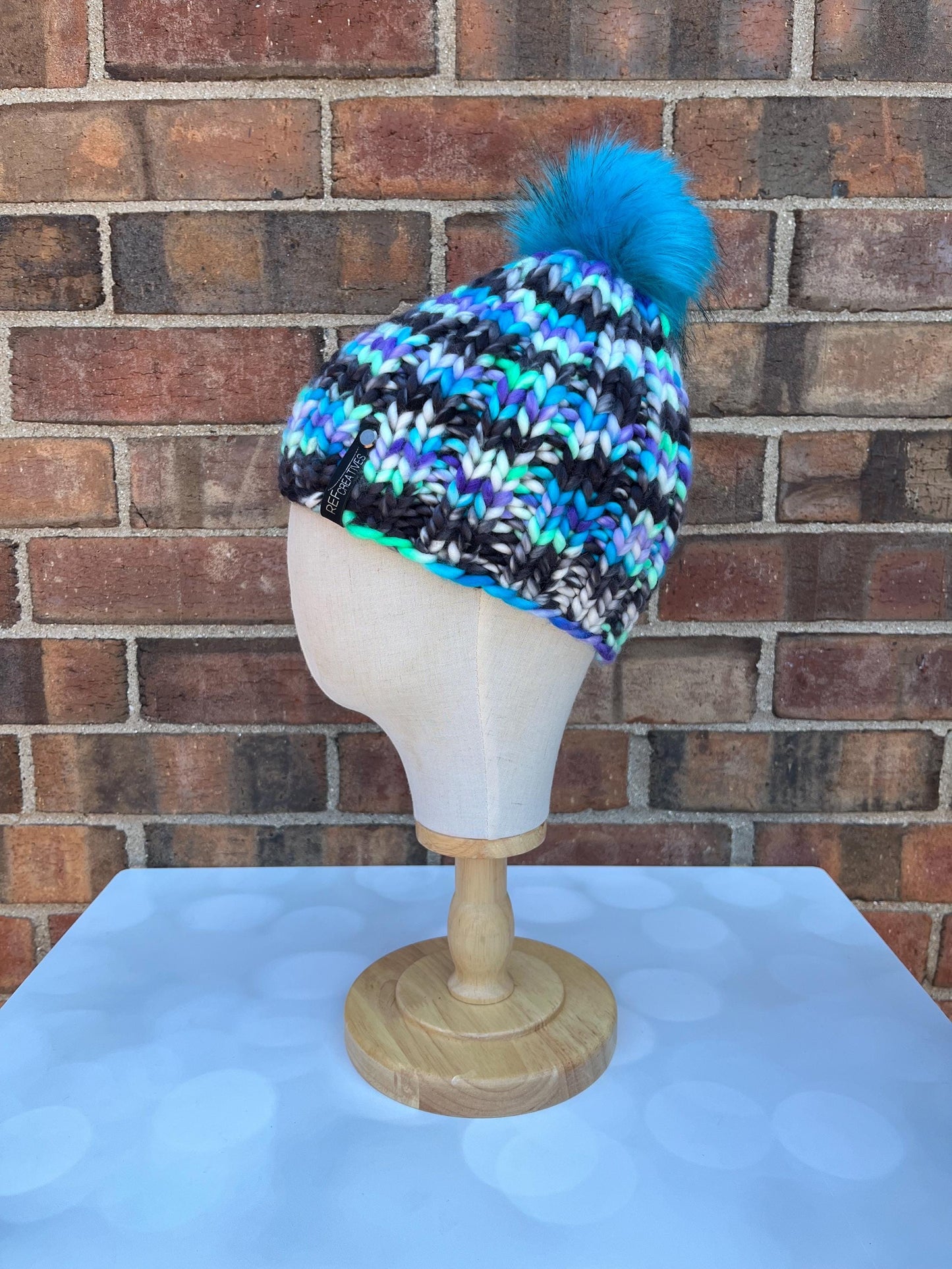 Luxury Black Purple Blue Green Merino Wool Ribbed Knit Hat - 90s Ski Bum Classic Beanie Hand Knit Hat with Hand Dyed Yarn