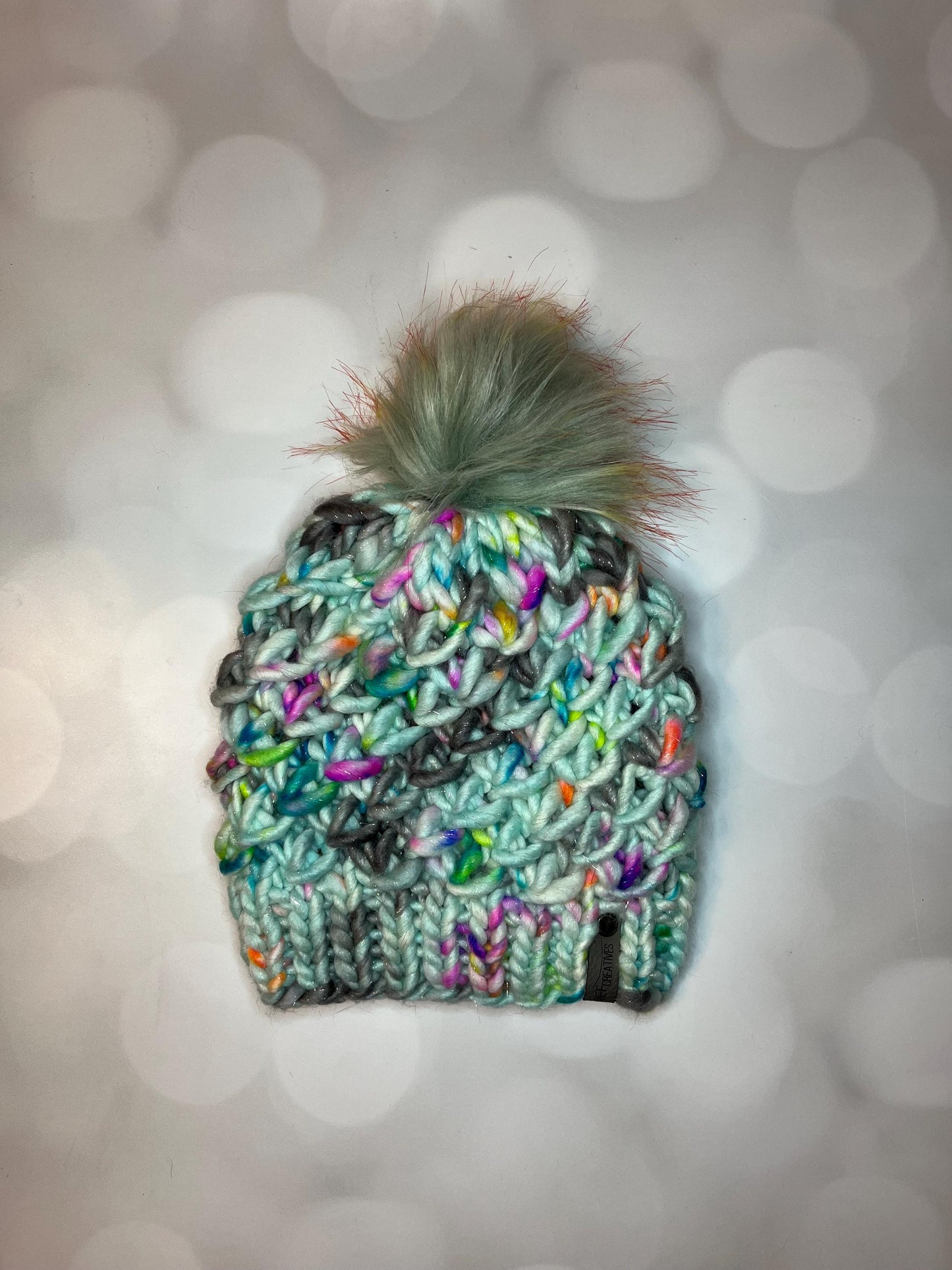 Luxury Neon Merino Wool Knit Hat - Bright Yellow, Green, and Pink Textured Hand Knit Hat with Hand Dyed Yarn