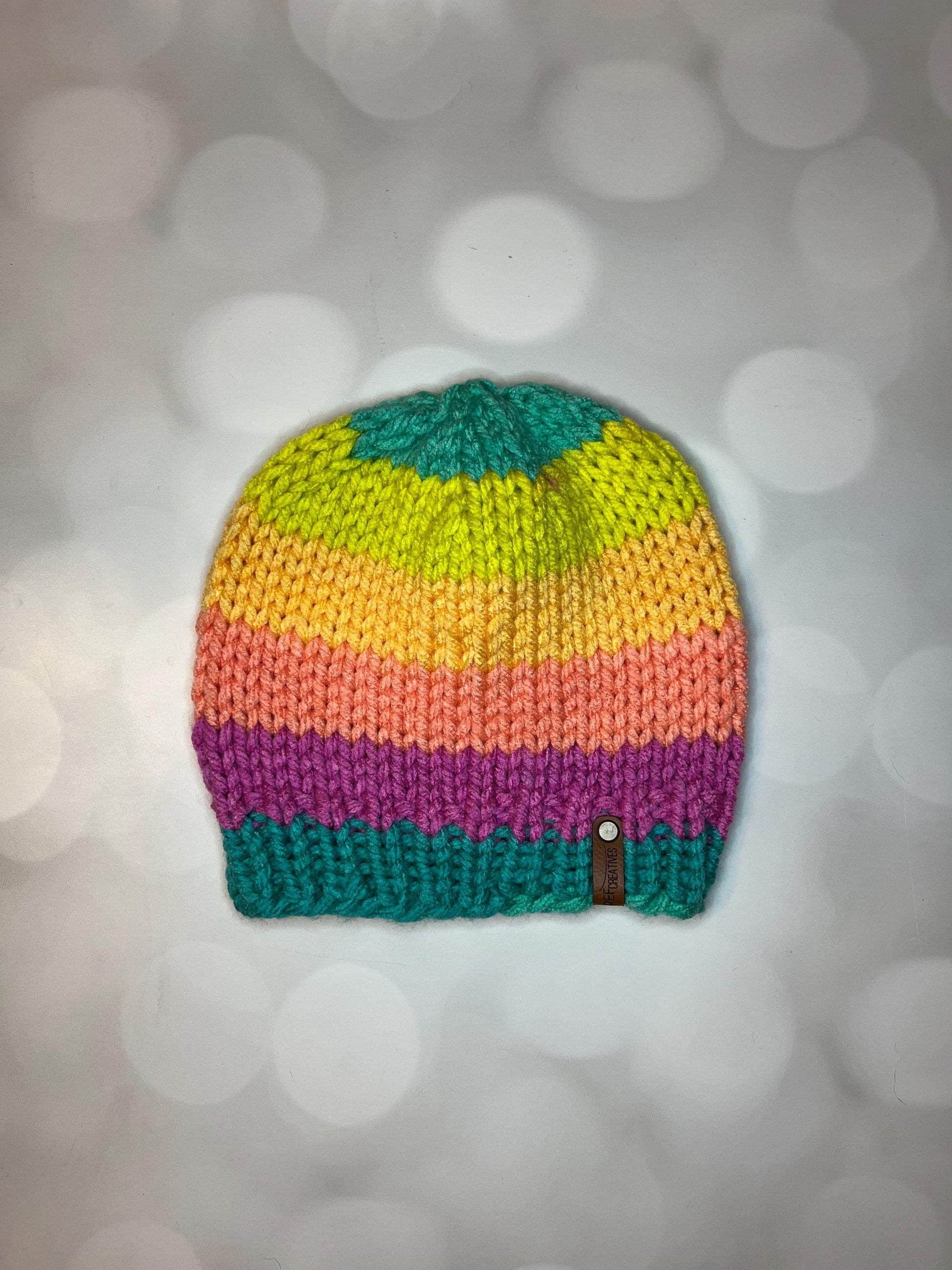 Striped Hand Knit Hat
