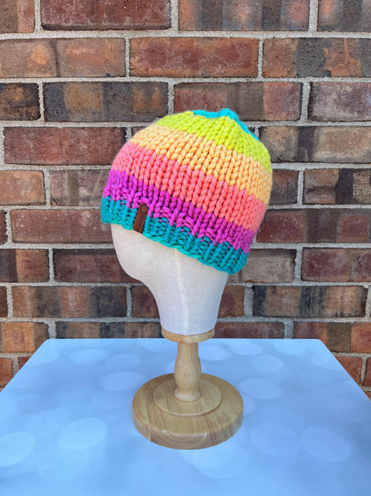 Striped Hand Knit Hat